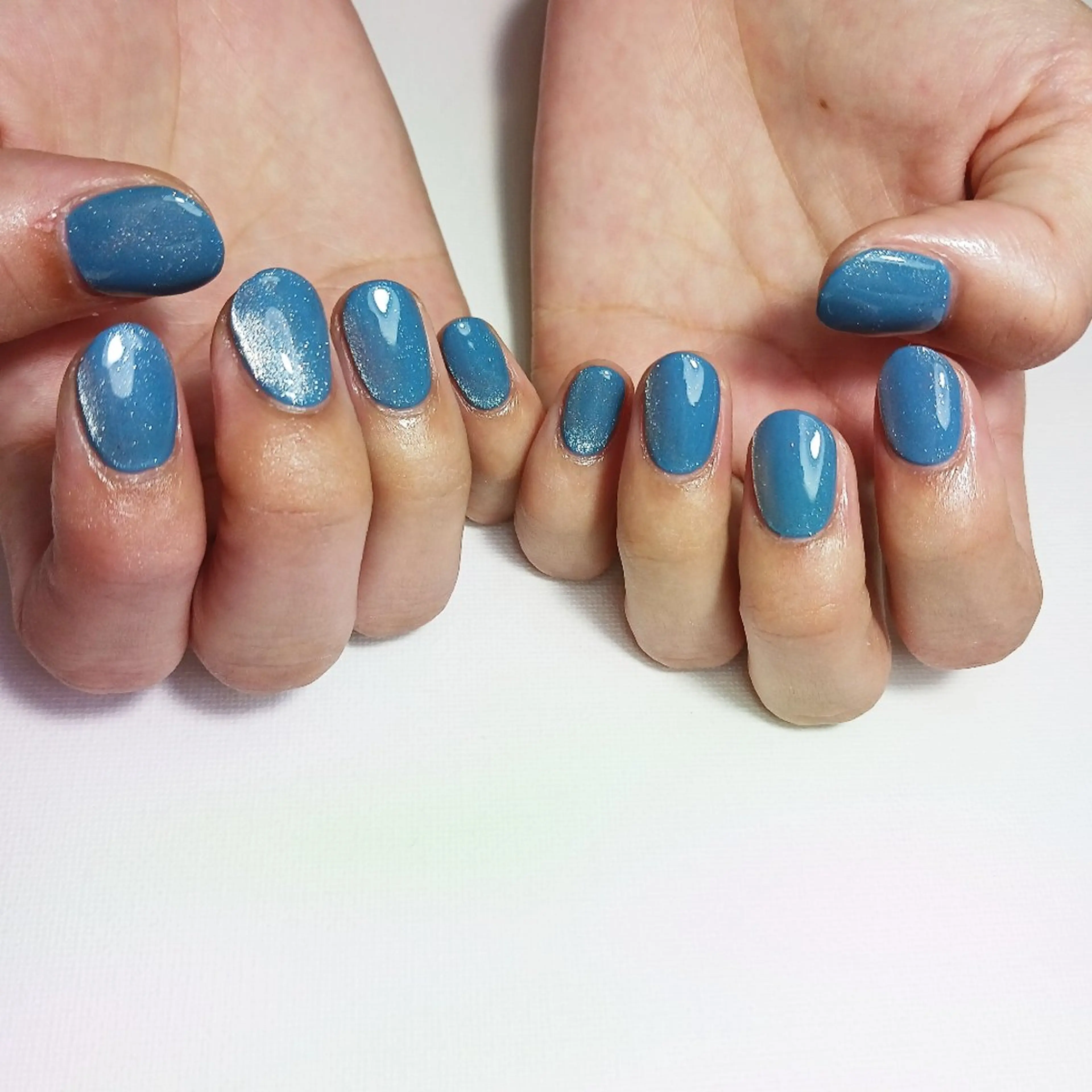 ネイル ブルー ジェルネイル マグネットネイル 持ち込み ショートネイル ハンドネイル owlnail /持込みデザイン専門のネイルデザイン