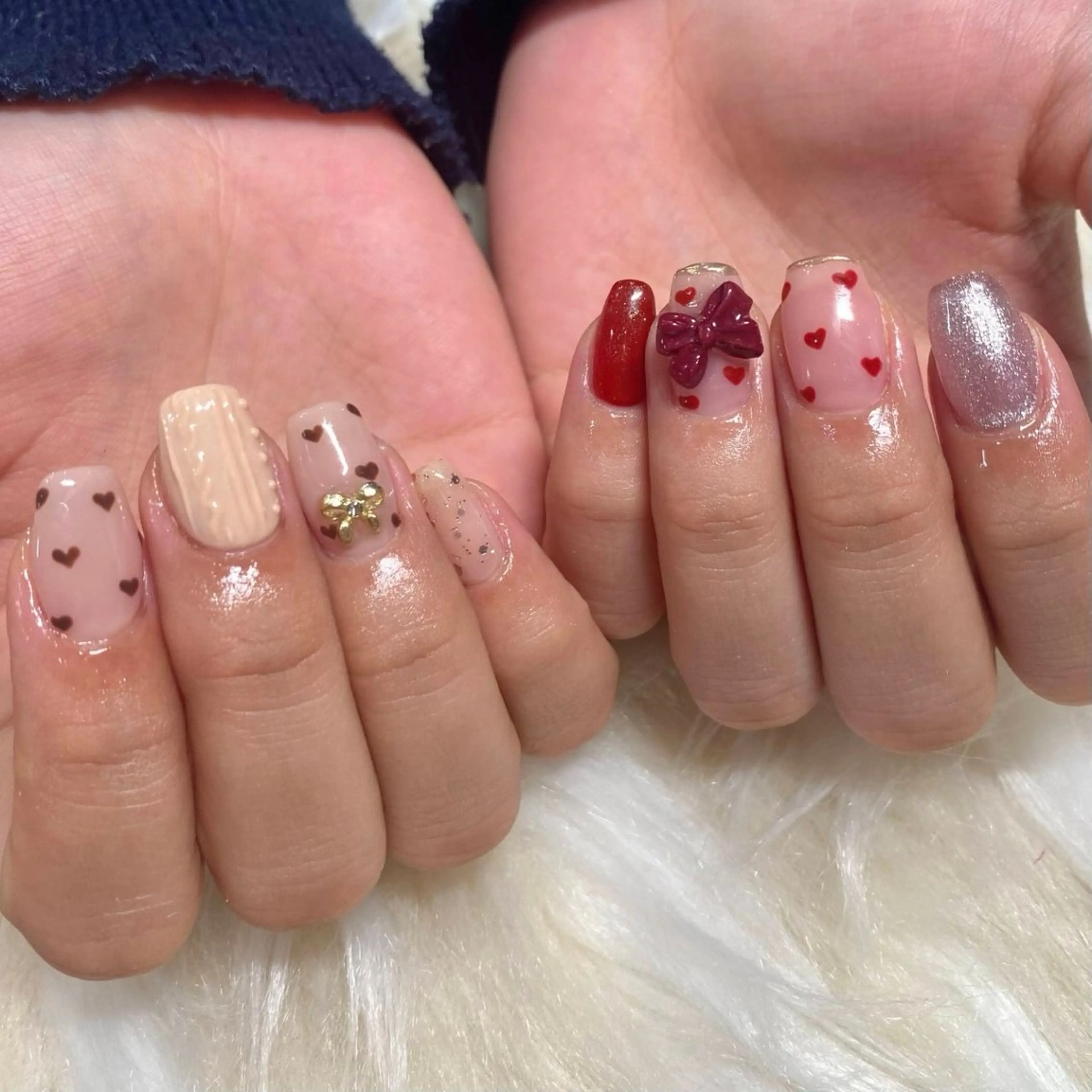 ネイル 長さ出し フレンチネイル ジェルネイル グラデーション ハート ハンドネイル Nail&eye Belire 新宿のネイルデザイン