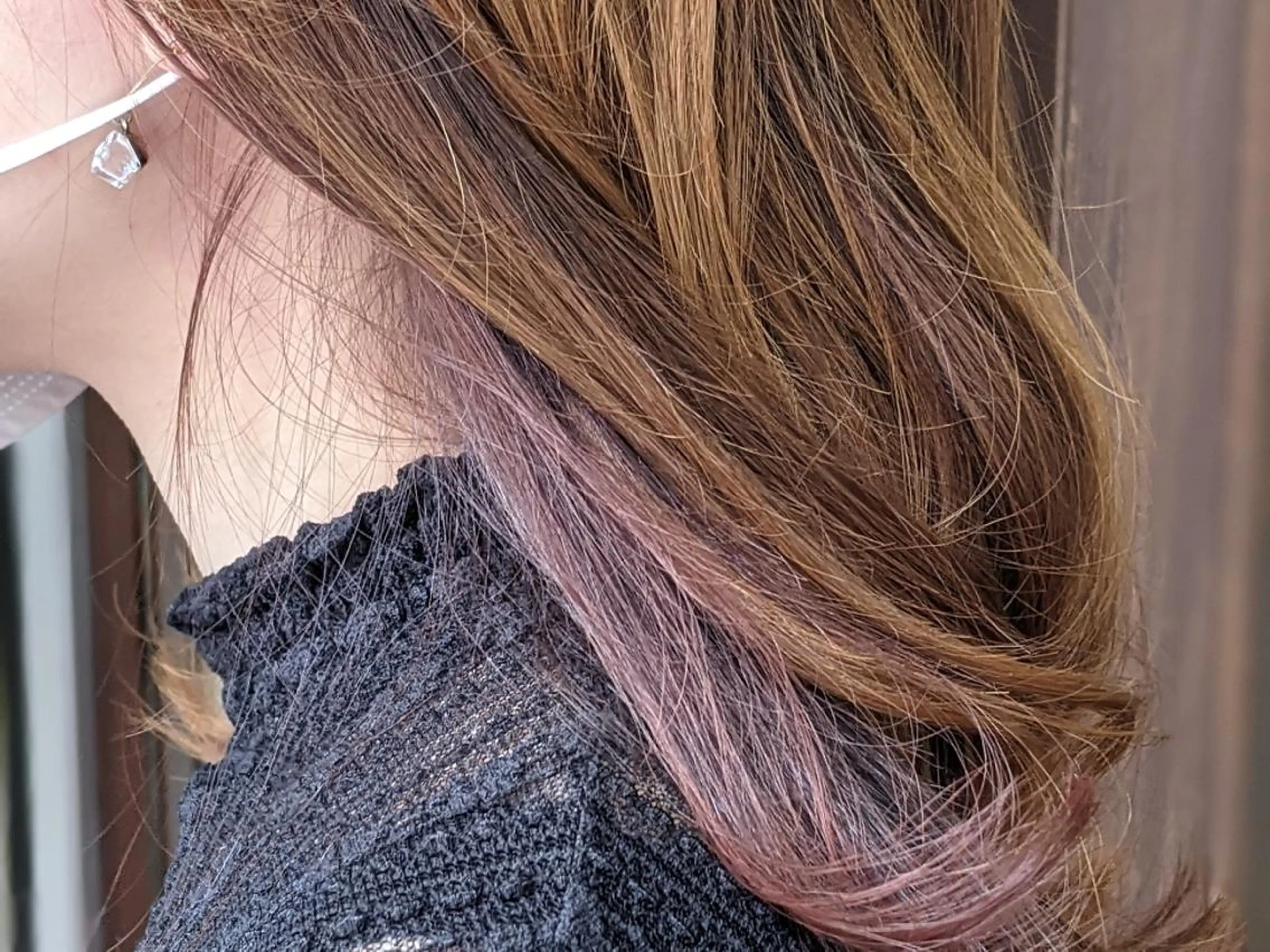 ロング カラー ブリーチ インナーカラー ブリーチなしカラー 髪質改善アンブリーチ 店長みやけななのヘアスタイル