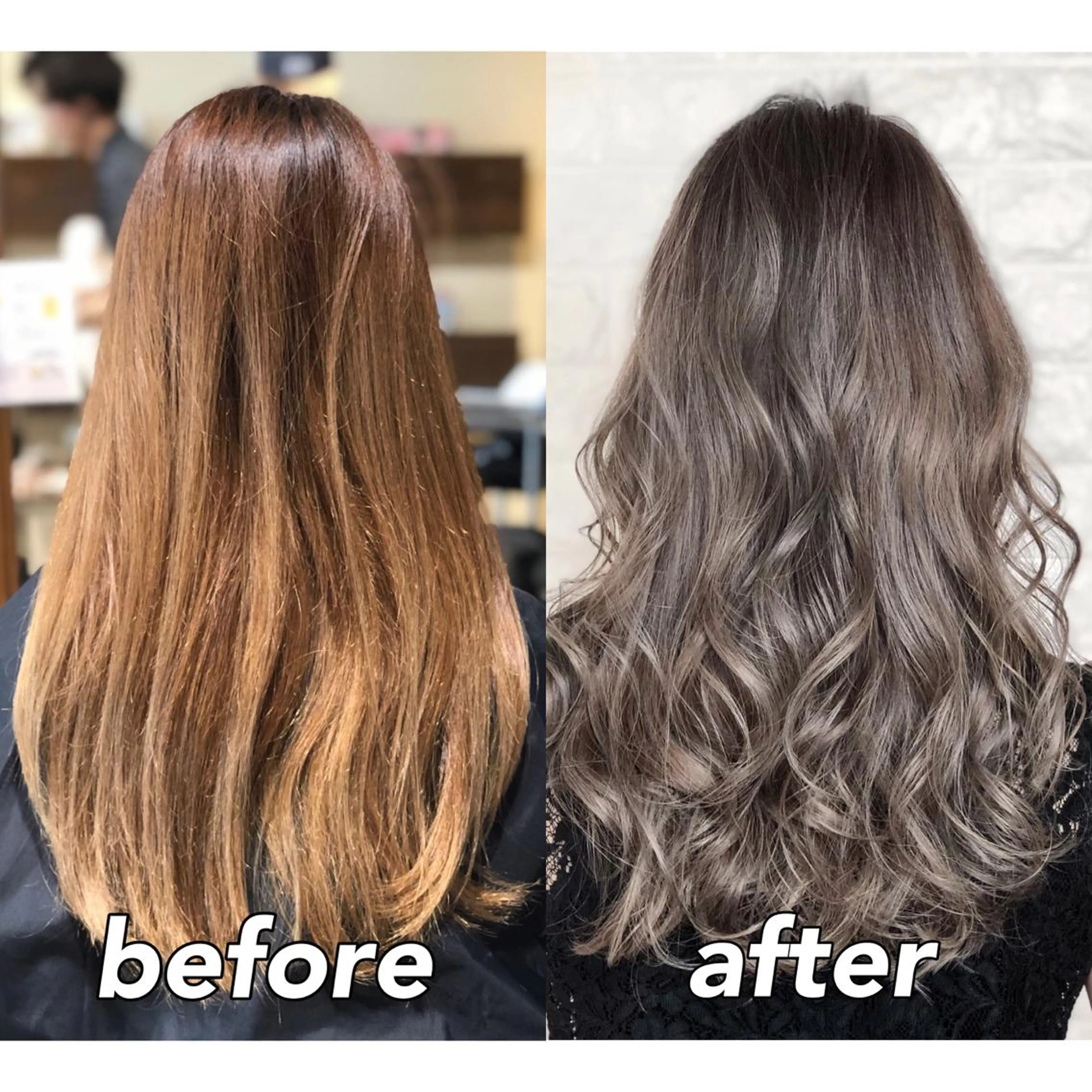 セミロング カラー ブリーチ 透明感カラー グレージュ ハイライトカラー 外国人風カラー KIZU 髪質改善 オカルト怪談のヘアスタイル