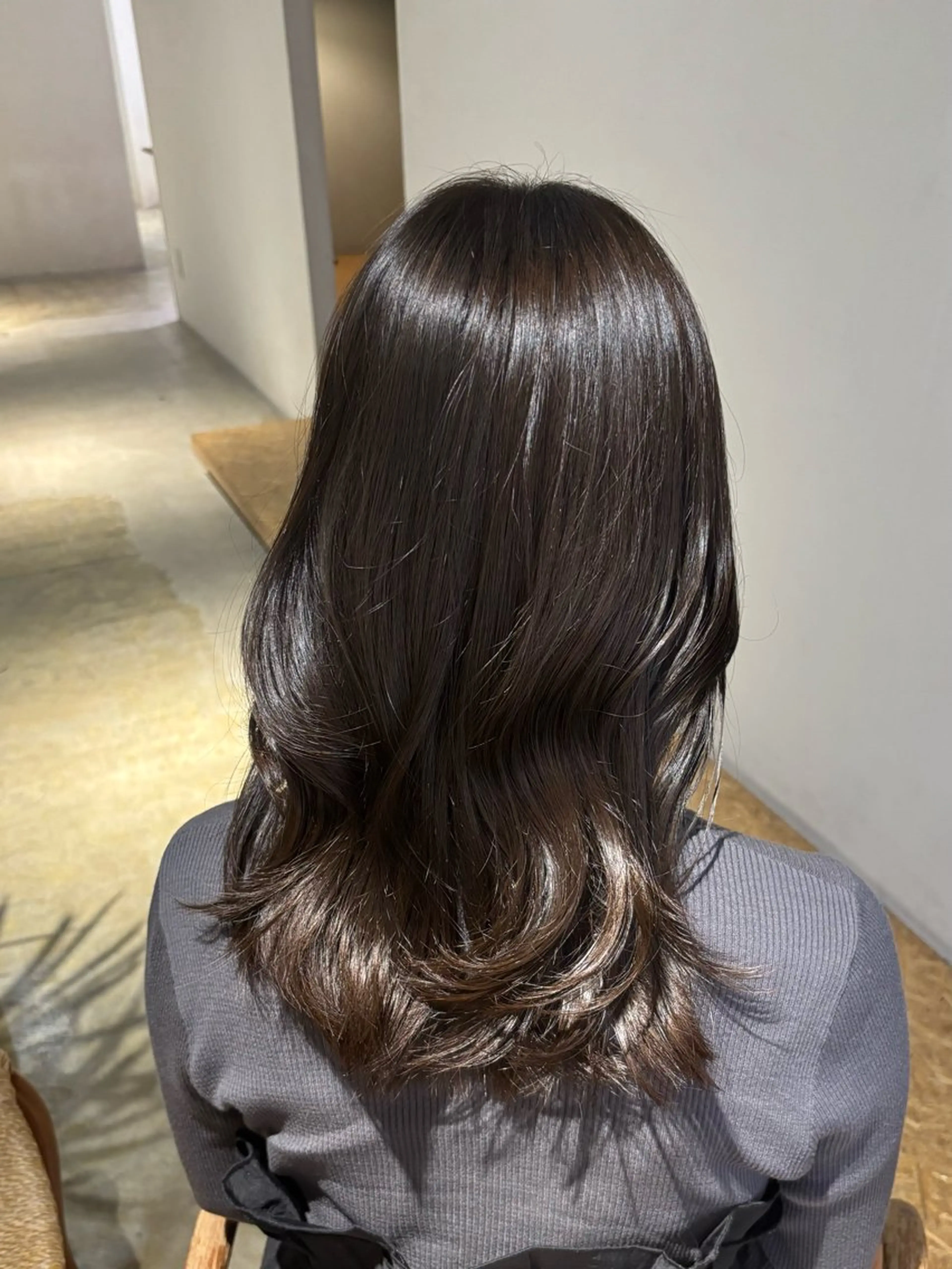 ミディアム カット ヘアカラー トリートメント えんぐちとも／透明感 カラー／博多ボブのヘアスタイル