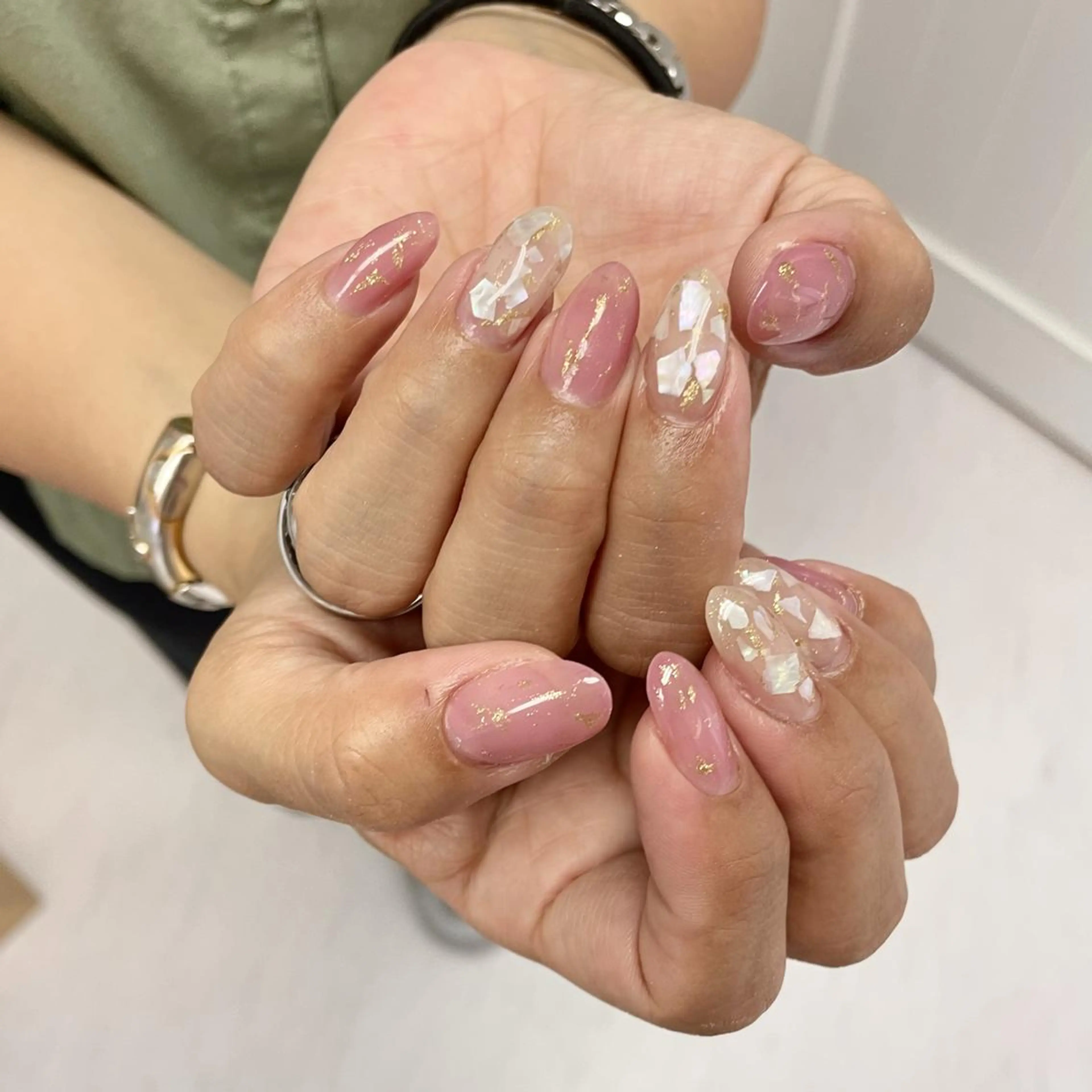 ネイル オーロラネイル チークネイル フットネイル フレンチネイル ガラスフレンチ ハンドネイル 大阪福島　SeneL Sayaka🤍🐩のマツエク・マツパデザイン