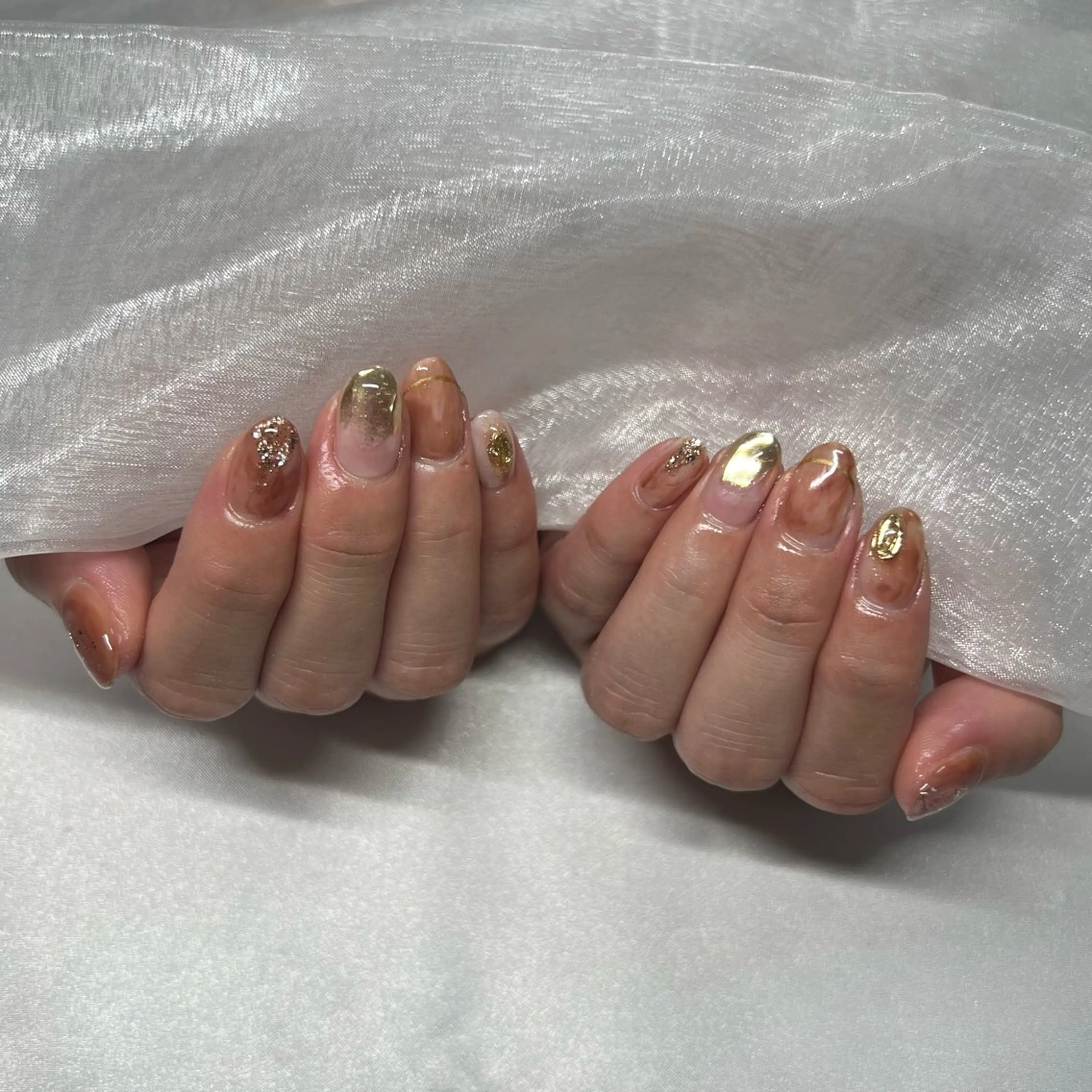 ネイル ジェルネイル 韓国ネイル ラメ(グリッター) マグネットネイル ミラーネイル ハンドネイル -nail salon-Reward所属・nail salon Rewardのネイルデザイン