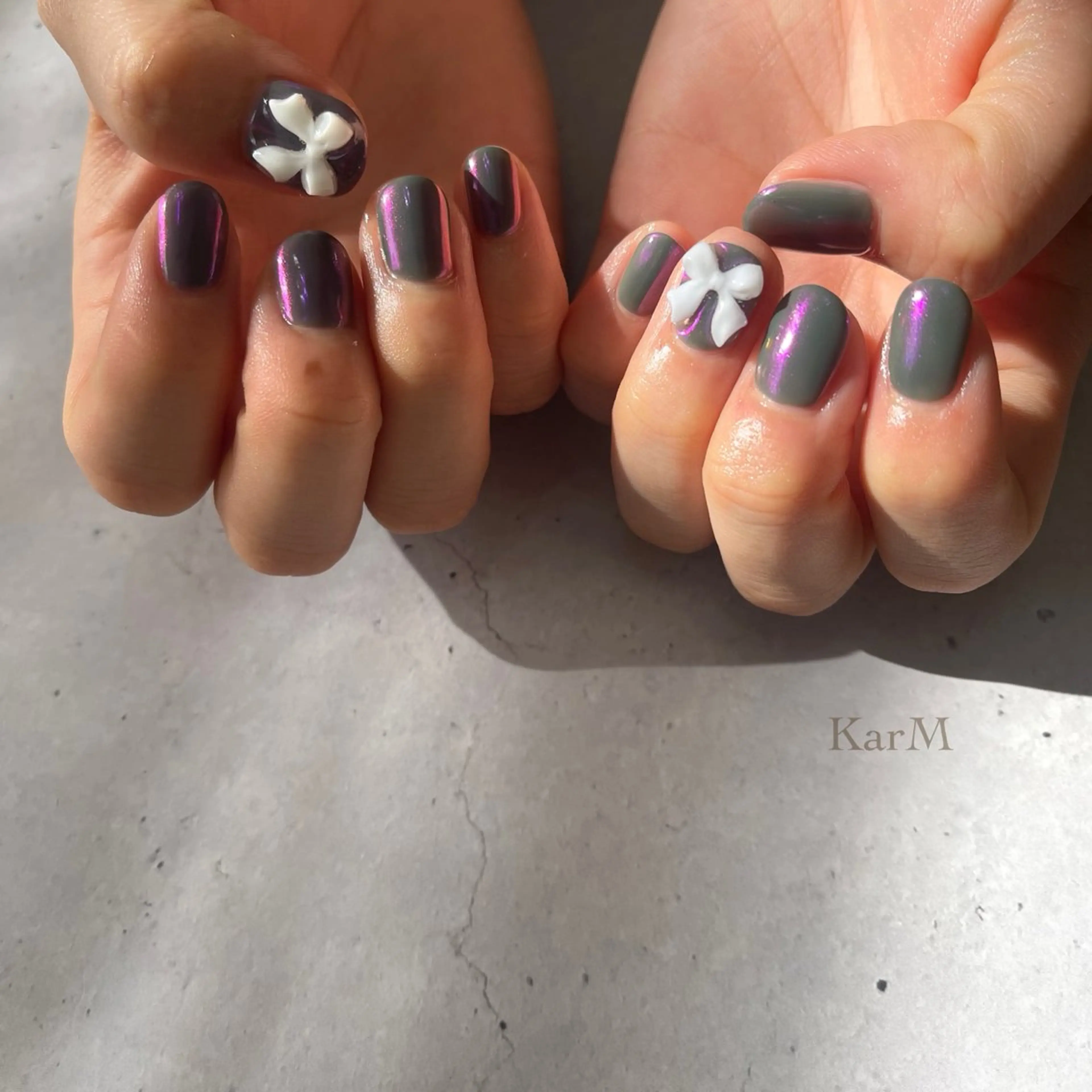 ネイル オーロラネイル チークネイル フレンチネイル 氷ネイル・うるうるネイル 韓国ネイル ハンドネイル ogino karinのネイルデザイン