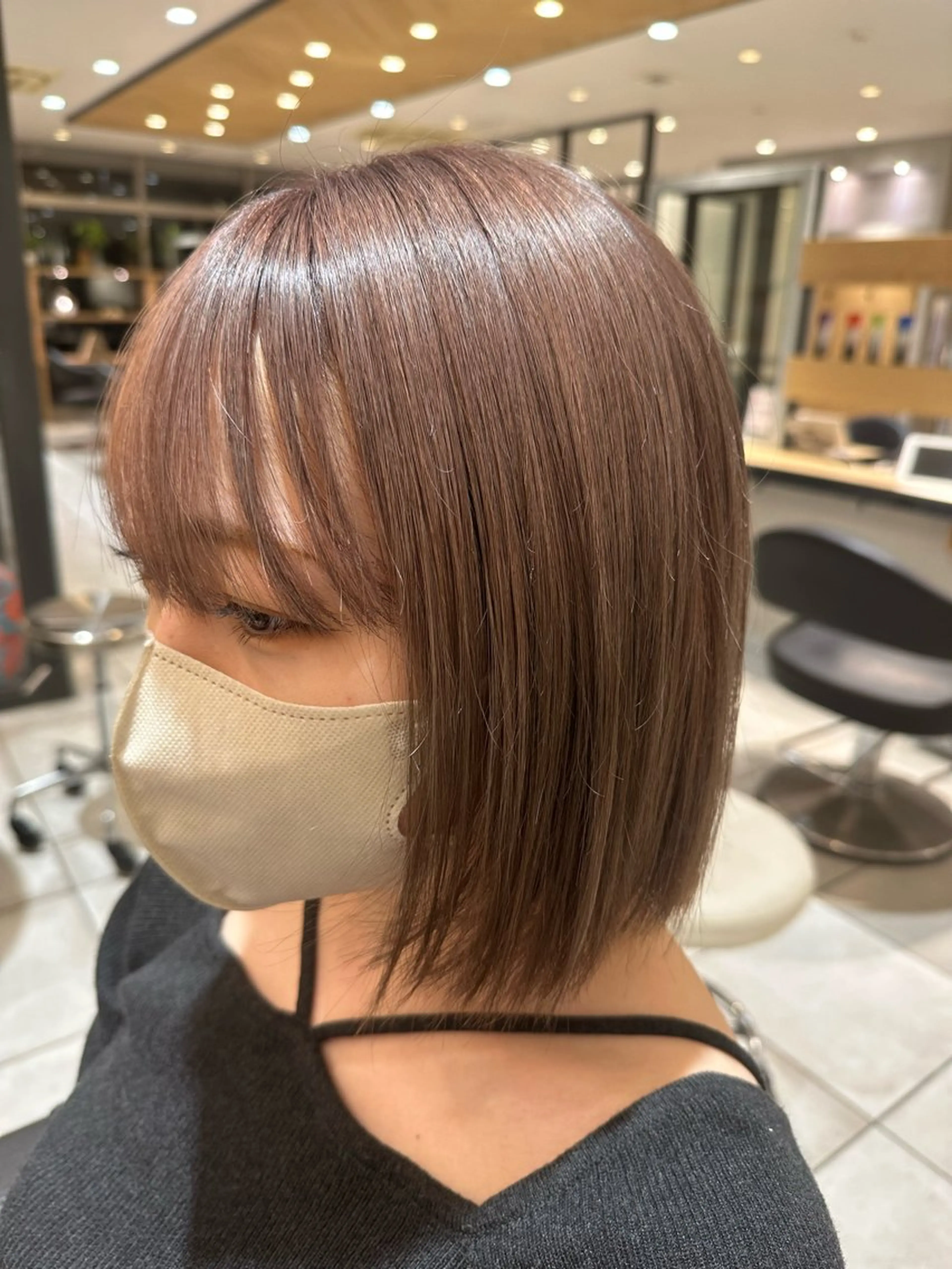 カラー ベージュカラー ピンクカラー ピンクベージュ フクイ ミユのヘアスタイル