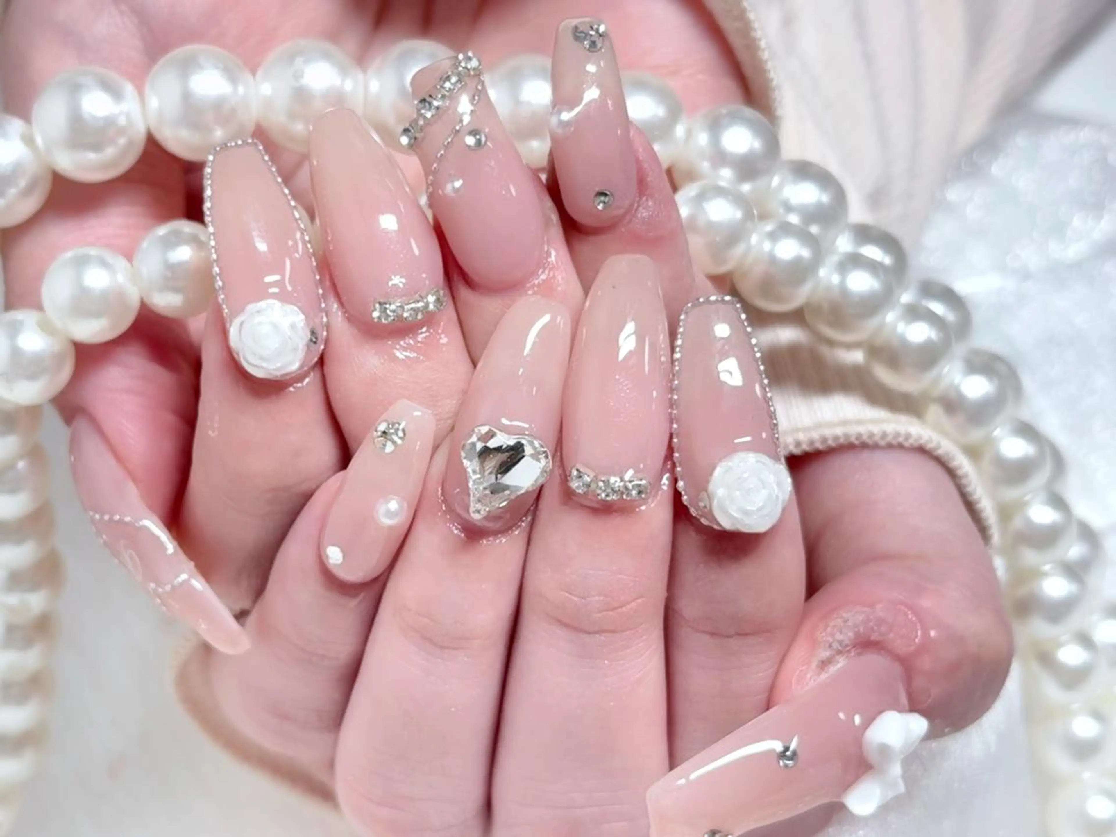 ネイル アートネイル クリアネイル 成人式 長さ出し フラッシュネイル ハンドネイル Ru na🍳のネイルデザイン