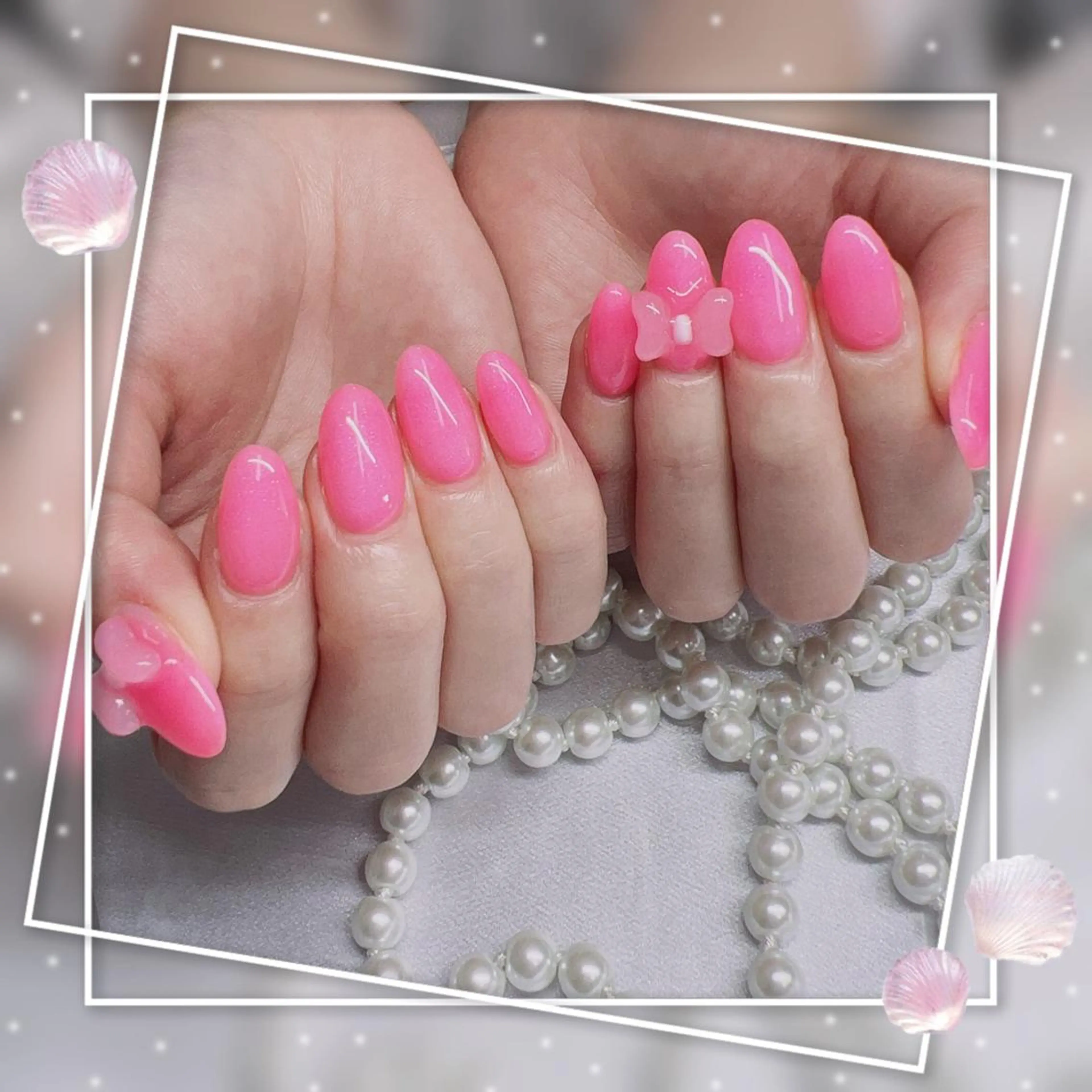 ネイル フレンチネイル キラキラネイル 韓国ネイル マグネットネイル マグネットフレンチ ハンドネイル Chill Nailsalonのネイルデザイン