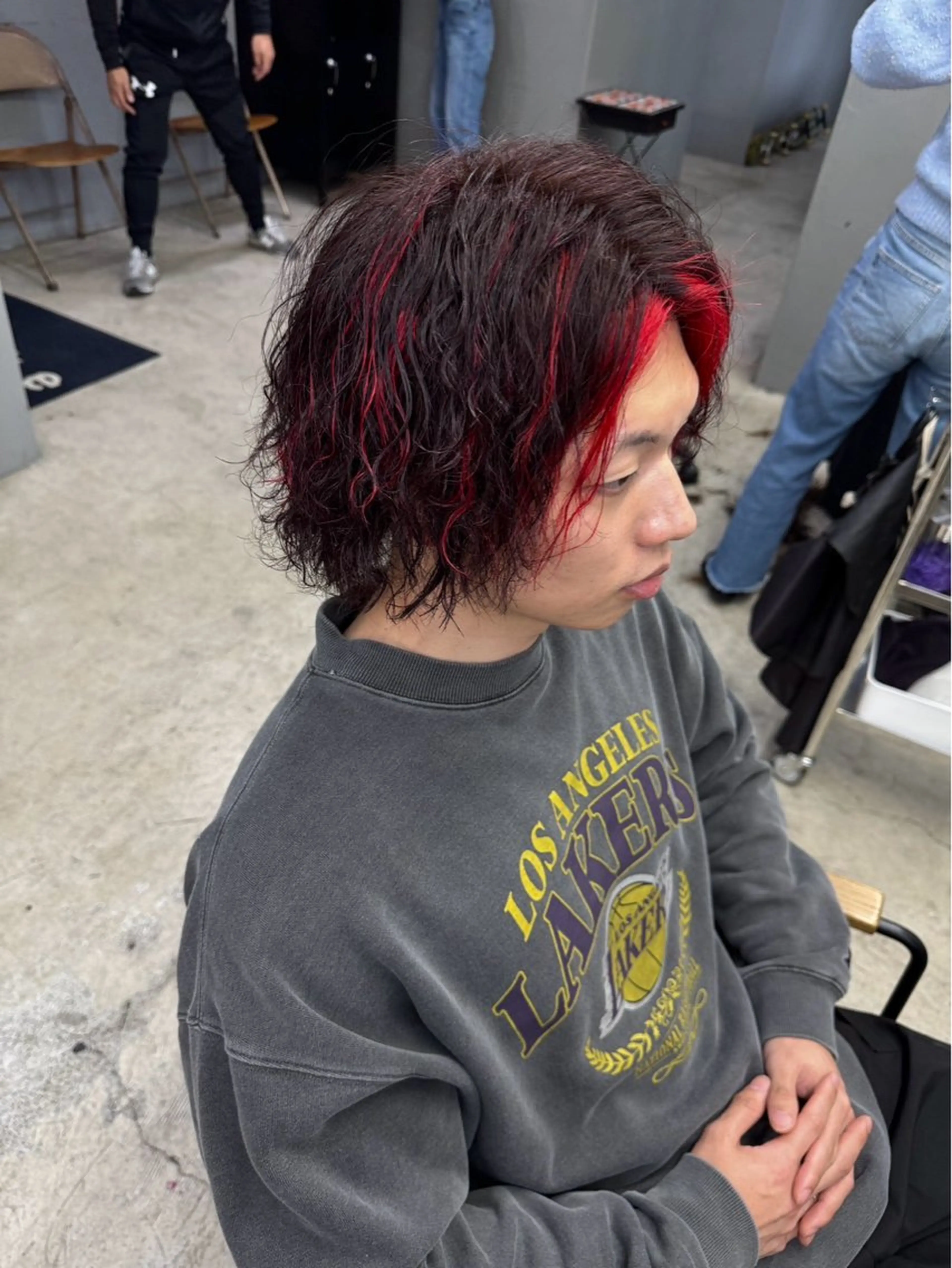 ミディアム カラー パーマ メンズ カット パーマ メンズ専門サロン wokeのヘアスタイル