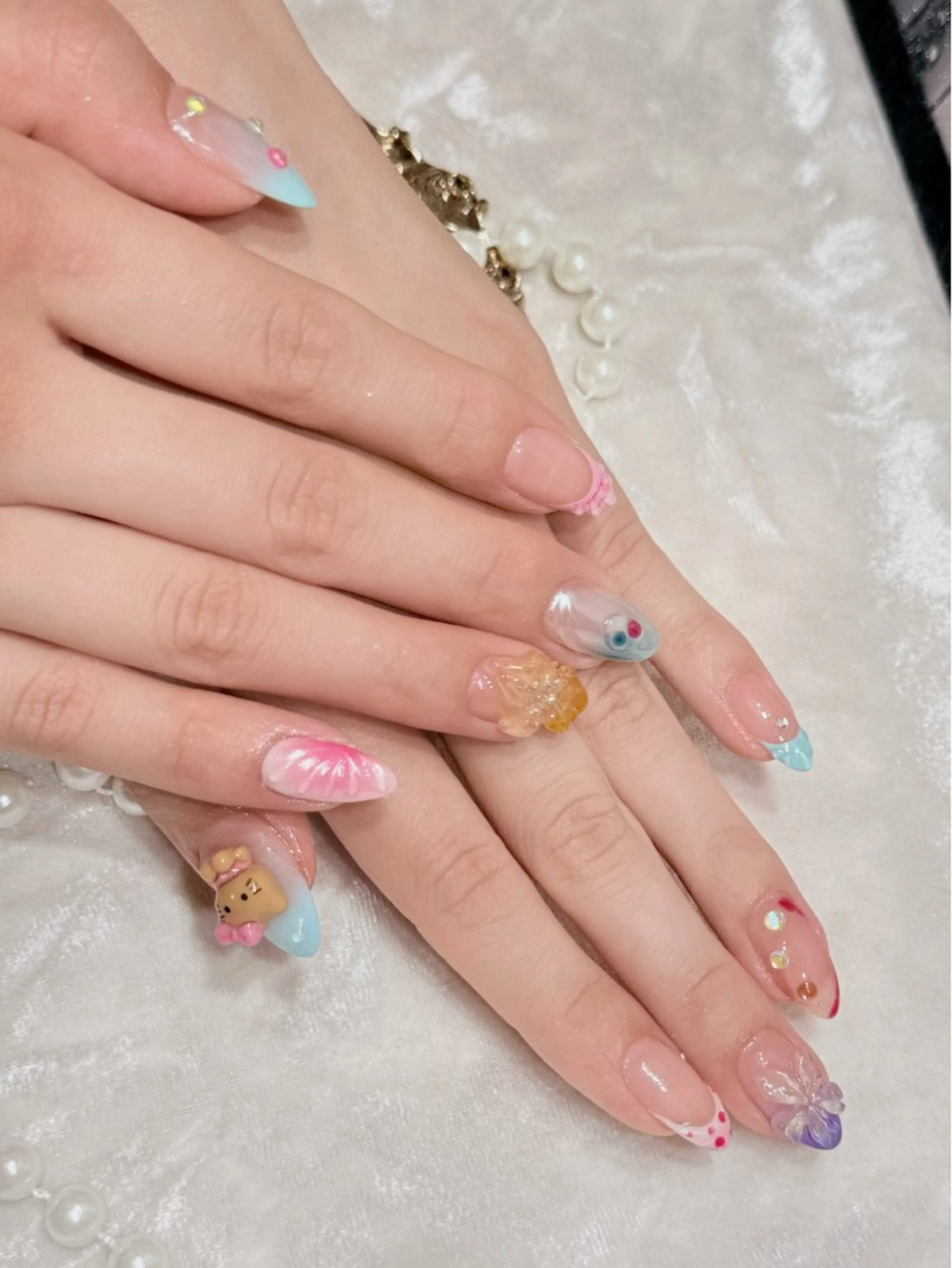 ネイル アートネイル フットネイル ジェルネイル ハート マグネットネイル Babarla Nailのネイルデザイン
