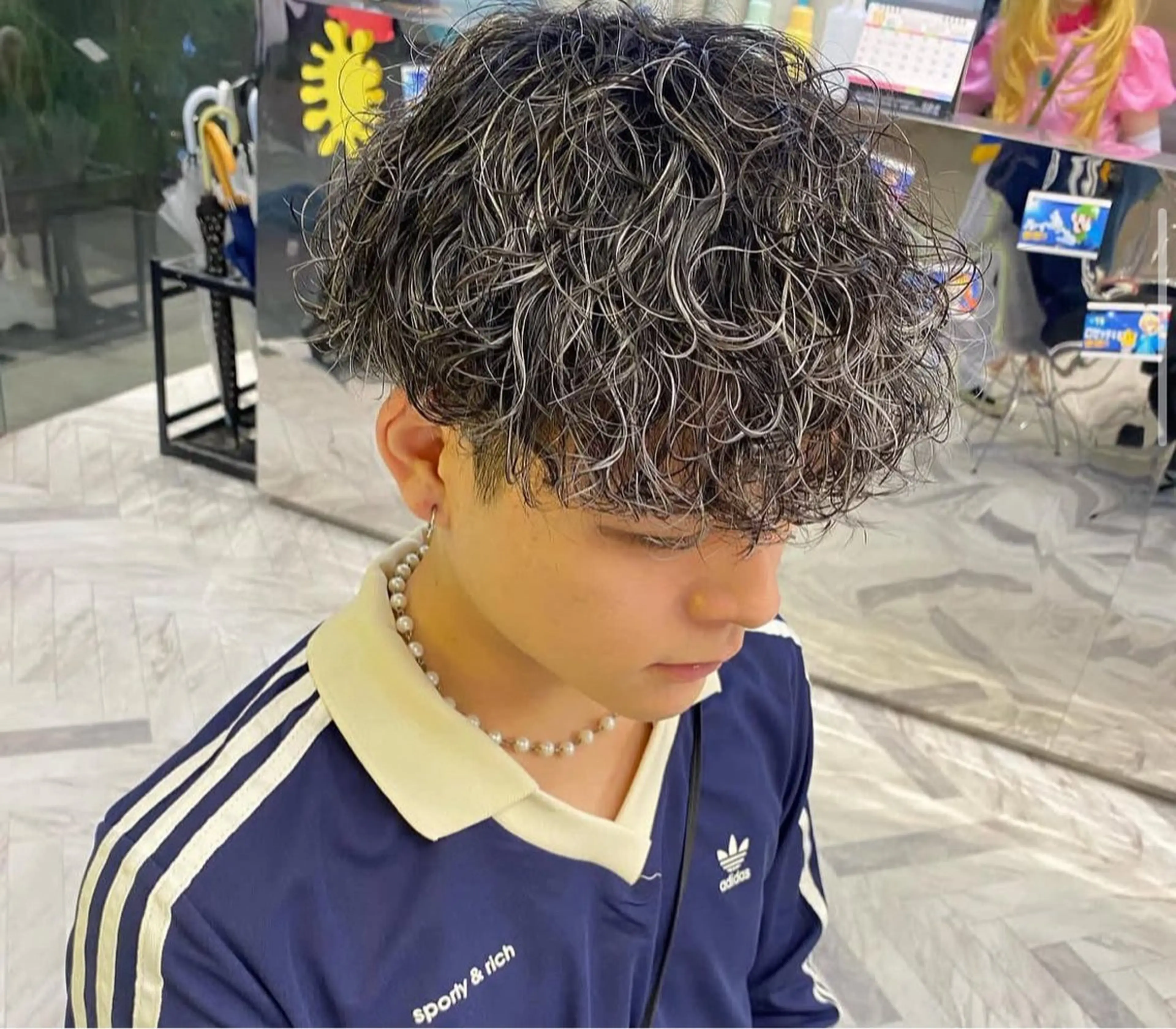 👾👾men's刈り上げセンターパート＋ツイストスパイラルパーマ👾👾の写真