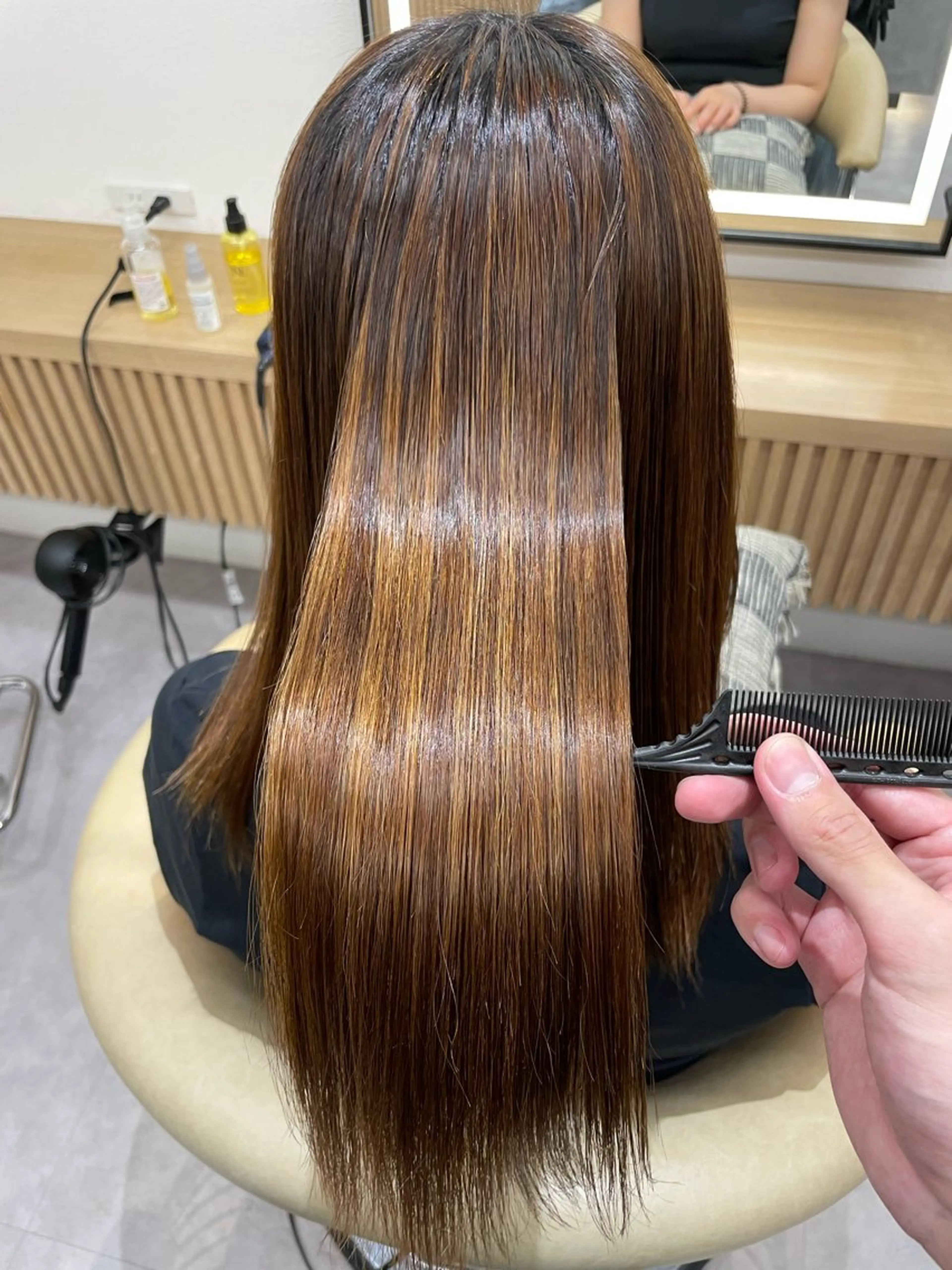 ロング カラー パーマ 縮毛矯正 縮毛矯正 大和田拓夢 /縮毛矯正/艶髪ボブのヘアスタイル