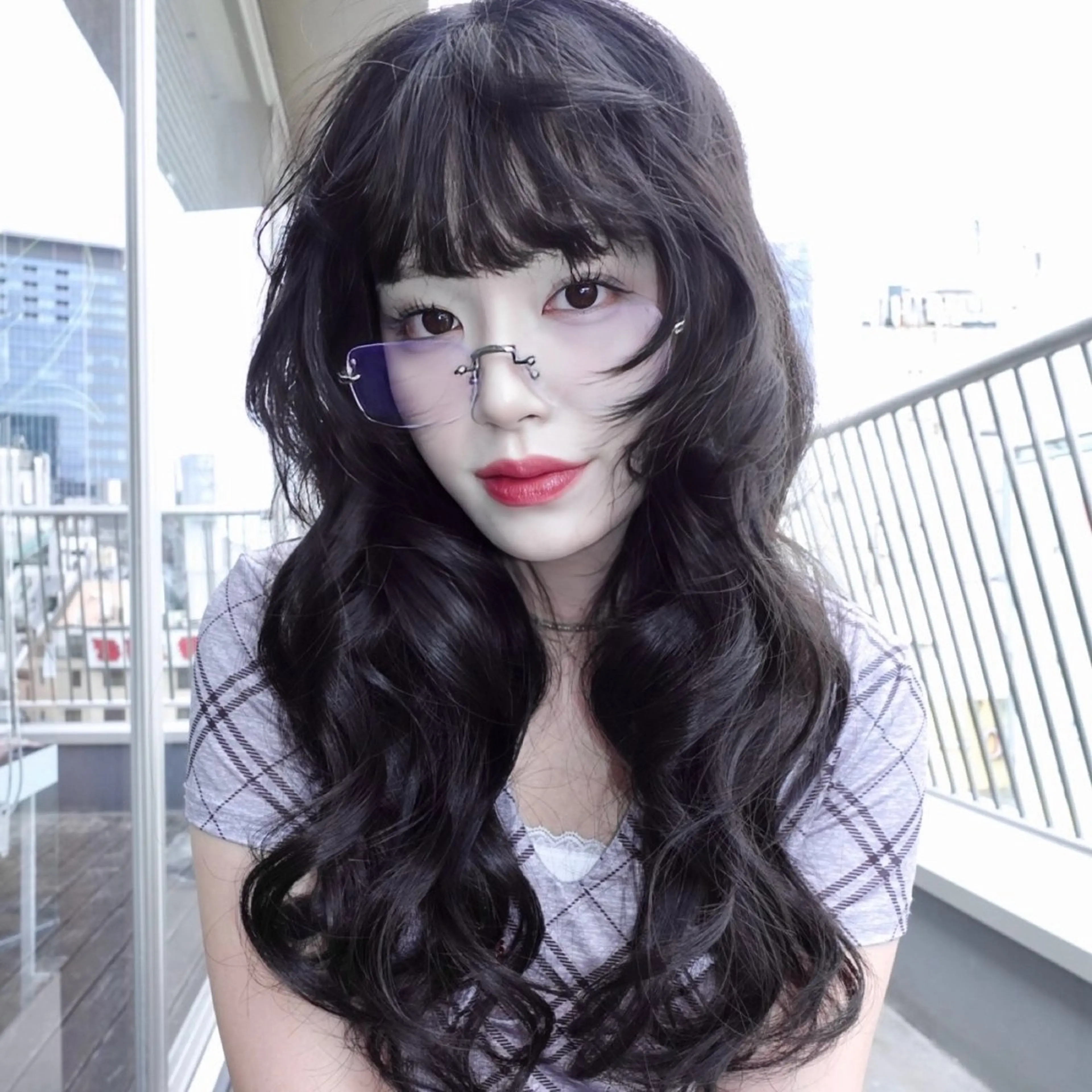 ミディアム カラー 透明感カラー ダブルカラー 顔まわりレイヤー ハッシュカット レイヤーカット カット ヘアカラー レイヤーカット ダブルカラーのヘアスタイル