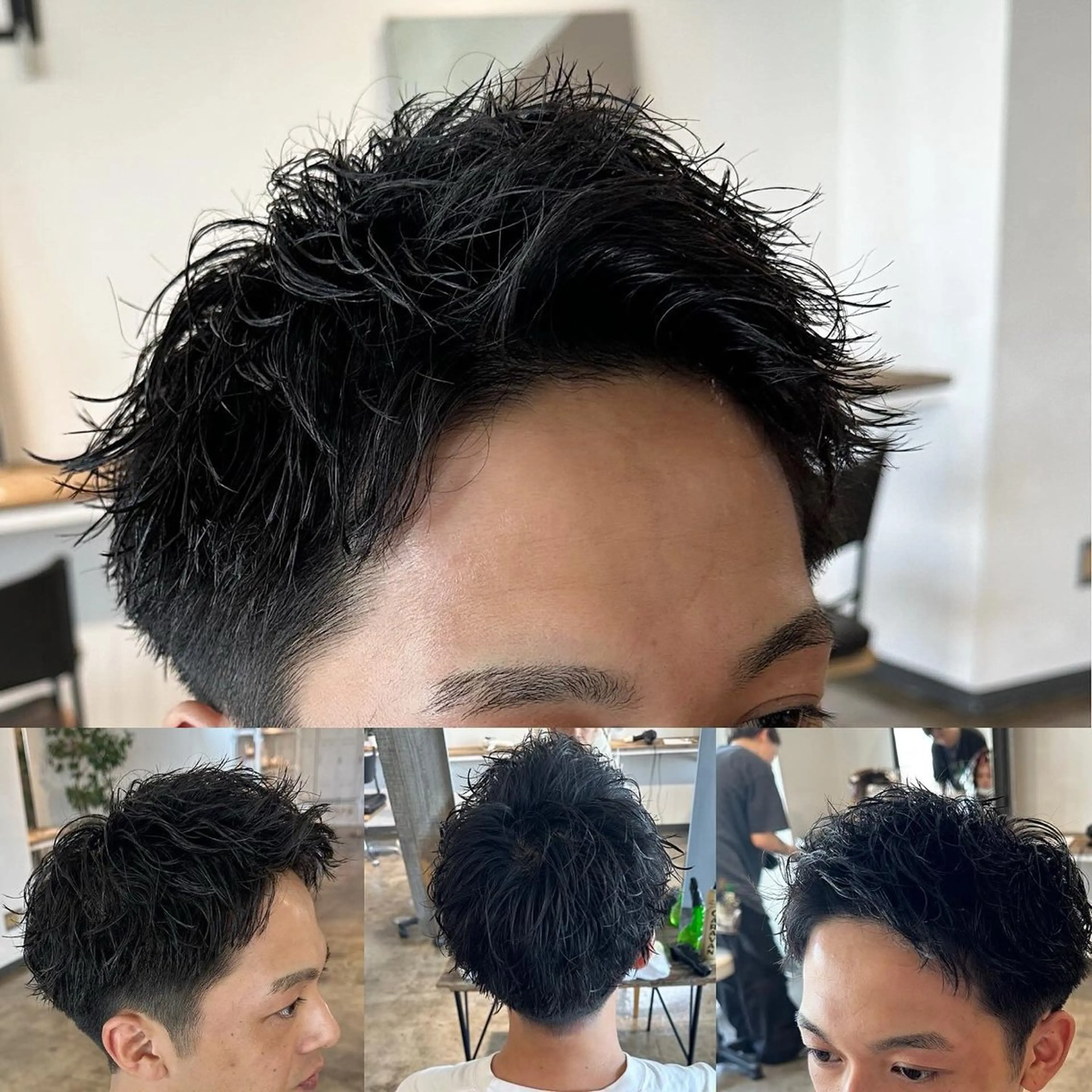 ショート パーマ メンズ センターパート メンズパーマ プードルパーマ スペインカール スパイキーショート 【メンズ職人】 ✂️佐藤友のヘアスタイル