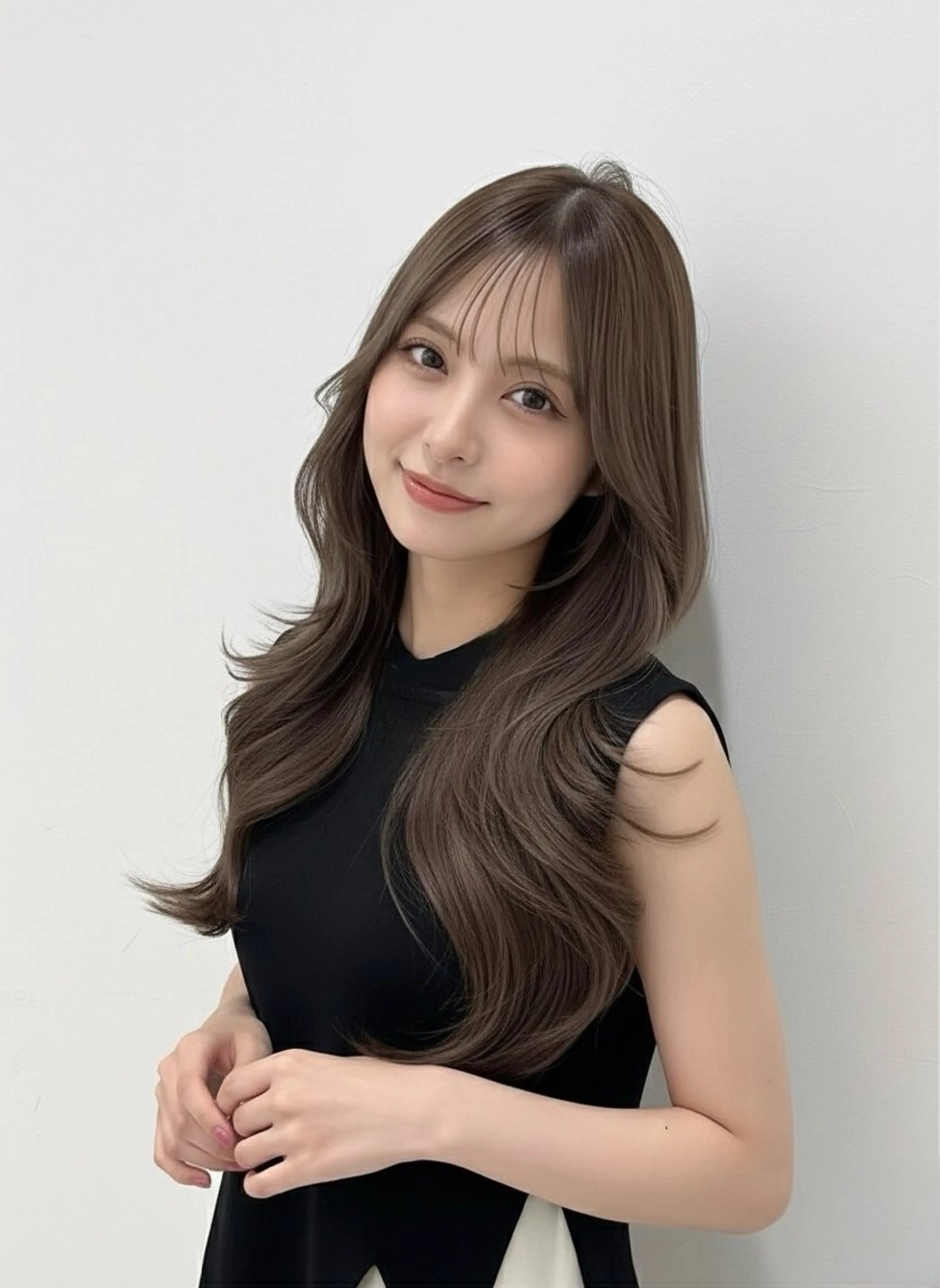 ロング カラー ベージュカラー ブリーチ ケアカラー 透明感カラー グレージュ ブリーチなし韓国ヘア レイヤー縮毛🤍渡邉のヘアスタイル