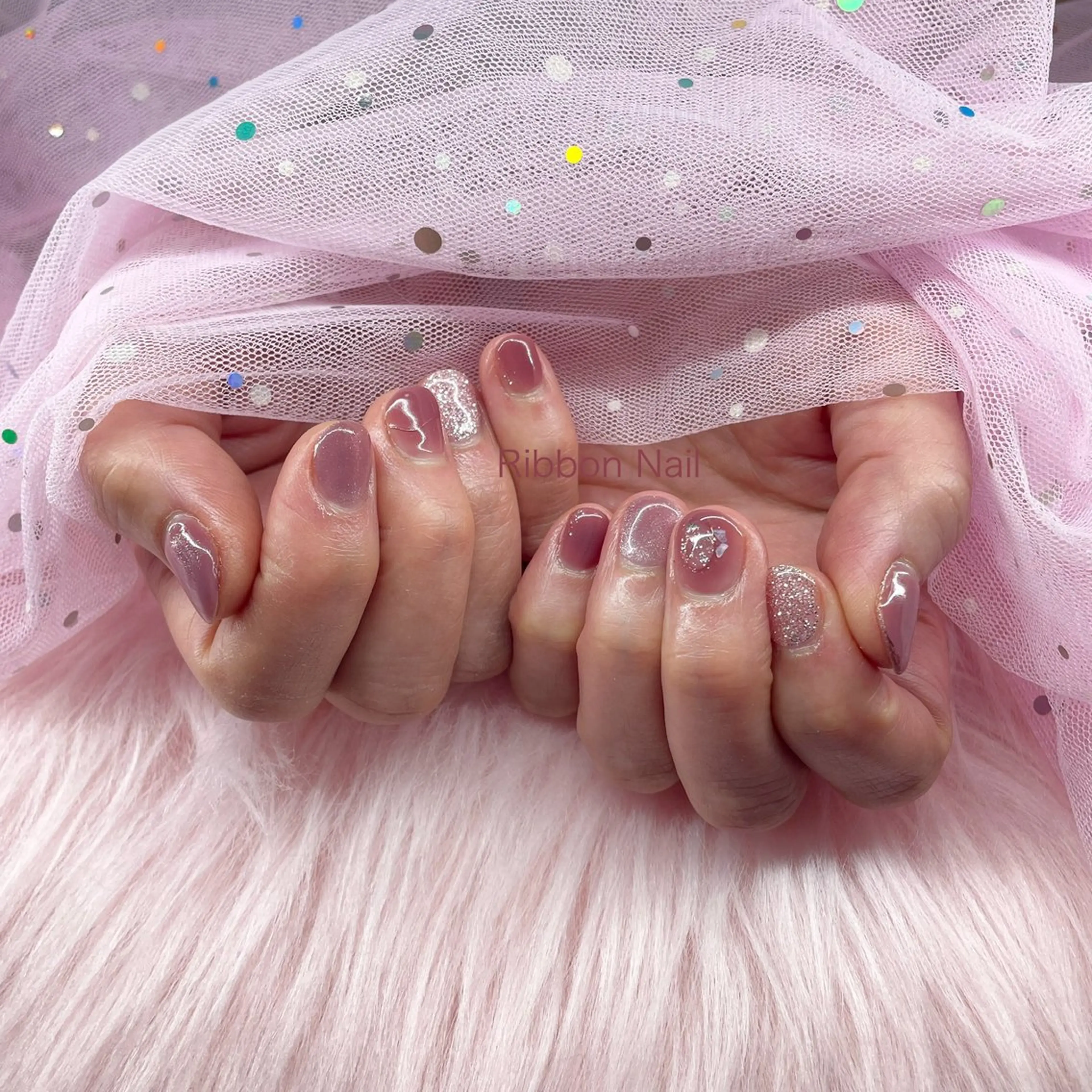 ネイル ニュアンスネイル シンプルネイル ハンドネイル Ribbon nailのネイルデザイン