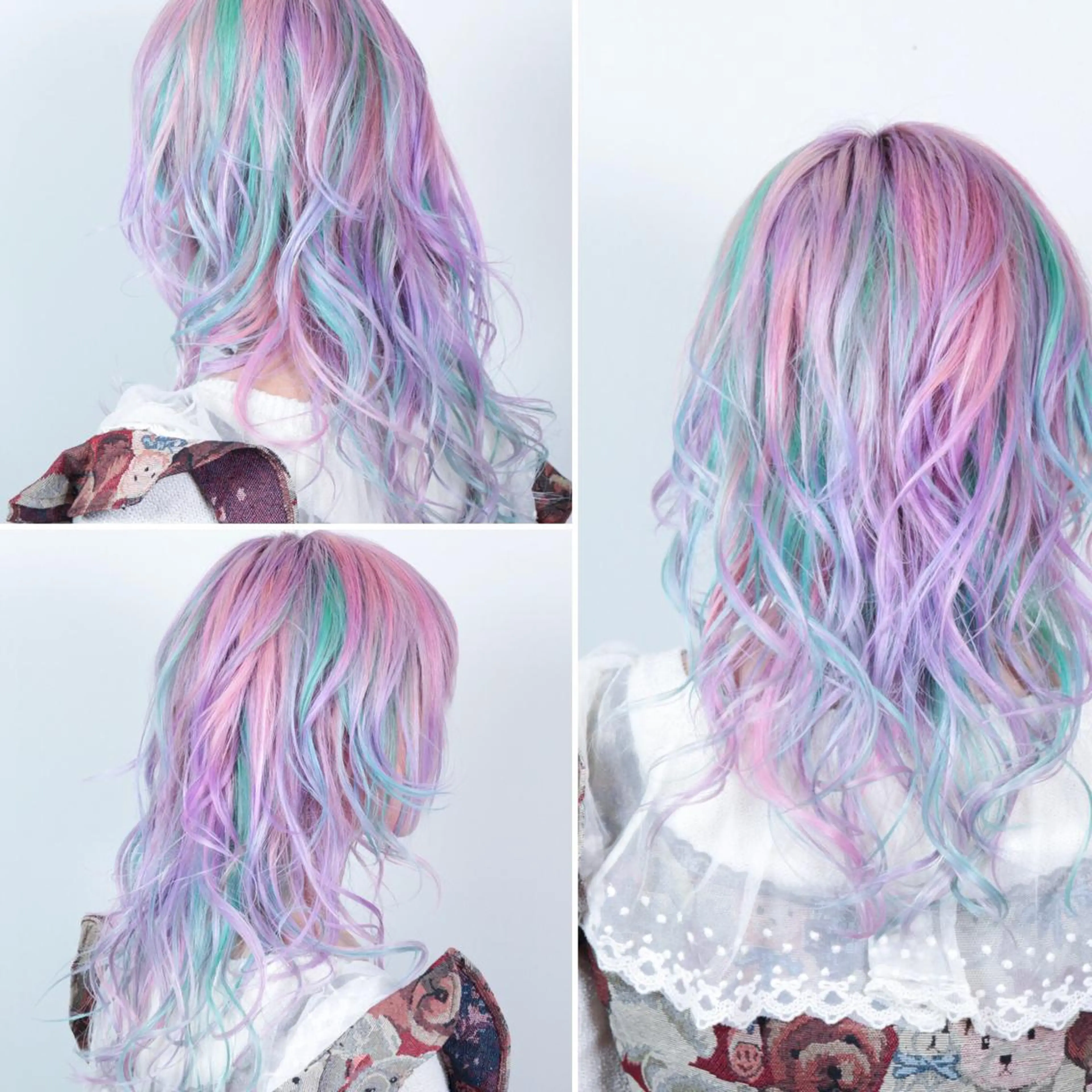セミロング カラー ヘアアレンジ ブリーチ メッシュ ユニコーンカラー ヘアカラー 今泉 周のヘアスタイル