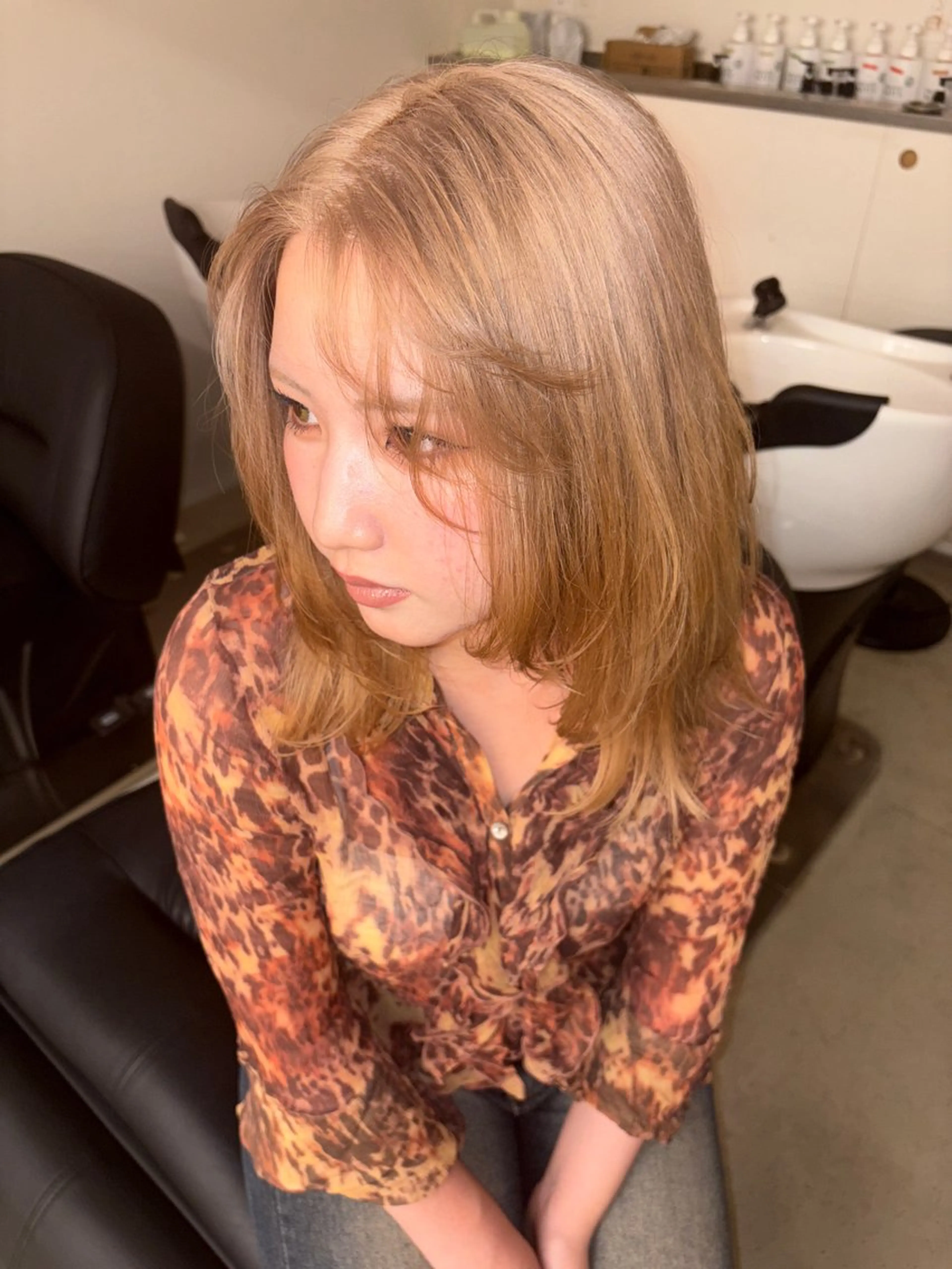 セミロング ヘアカラー トリートメント ヘアセット ブリーチモデル/ カットモデル/Riaのヘアスタイル