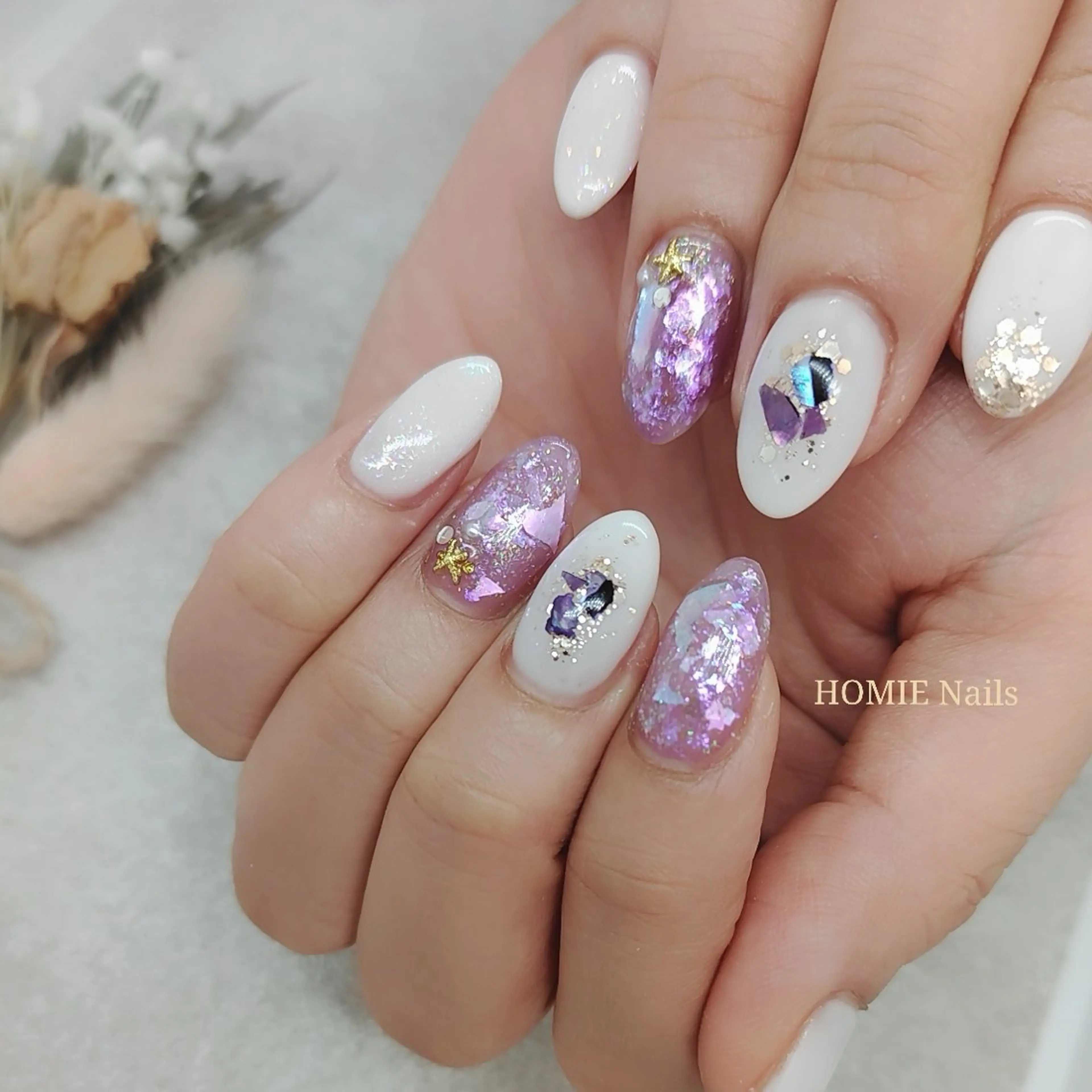 ネイル クリアネイル パープル ハンドネイル フットネイル オフザリップパーク Asamiのネイルデザイン