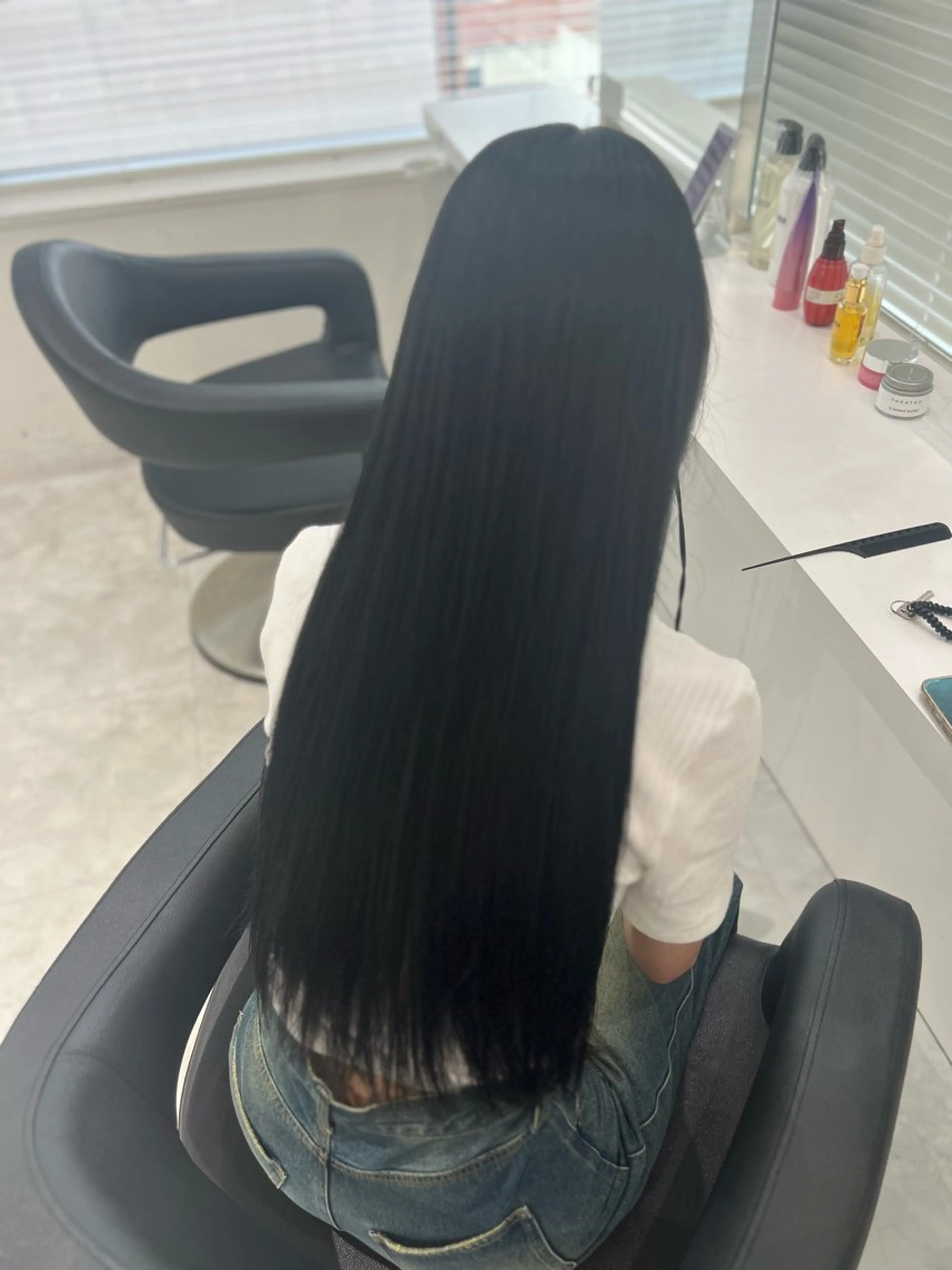 ロング カラー 黒髪 ブルーカラー ブルーブラック 髪質改善 トリートメント ヘアカラー トリートメント ヘッドスパ ヘアセット 💖SAE💖 銀座美容師のヘアスタイル