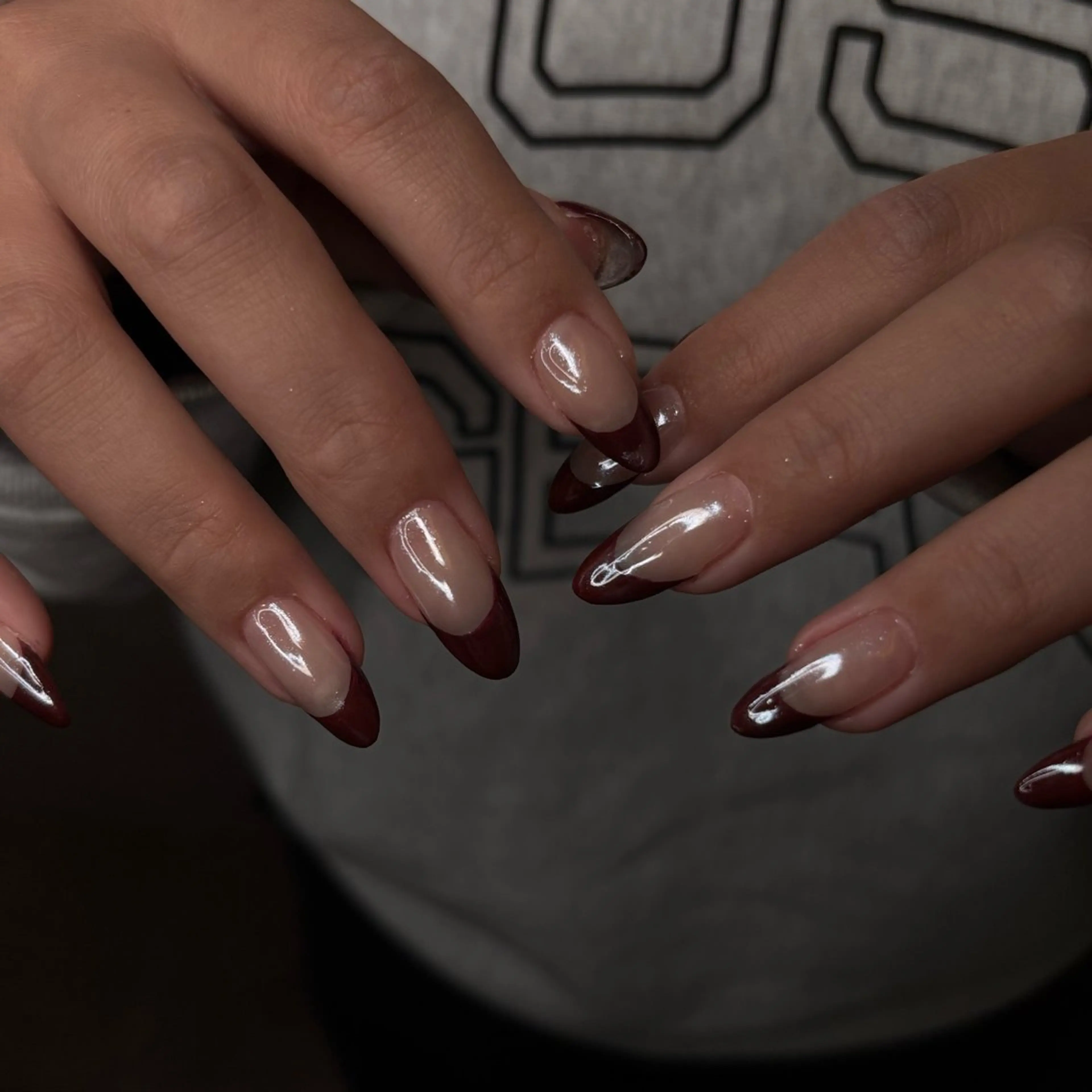 ネイル フレンチネイル ミラーネイル 赤色 ハンドネイル mood mitsukiのネイルデザイン