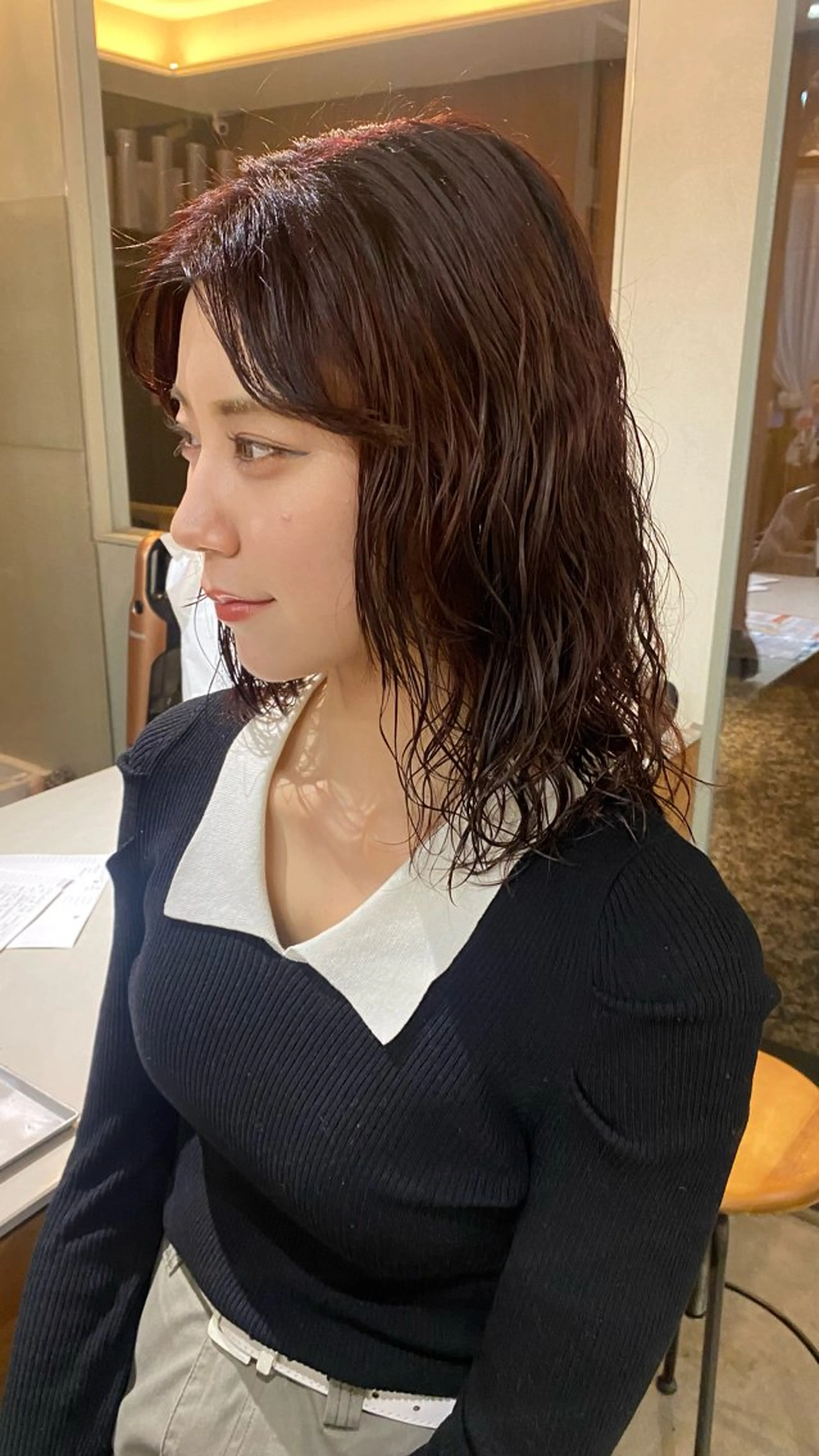 ミディアム カラー ミディアムパーマ ヘアカラー トリートメント NIKO/名古屋/ 伏見/花屋併設のヘアスタイル