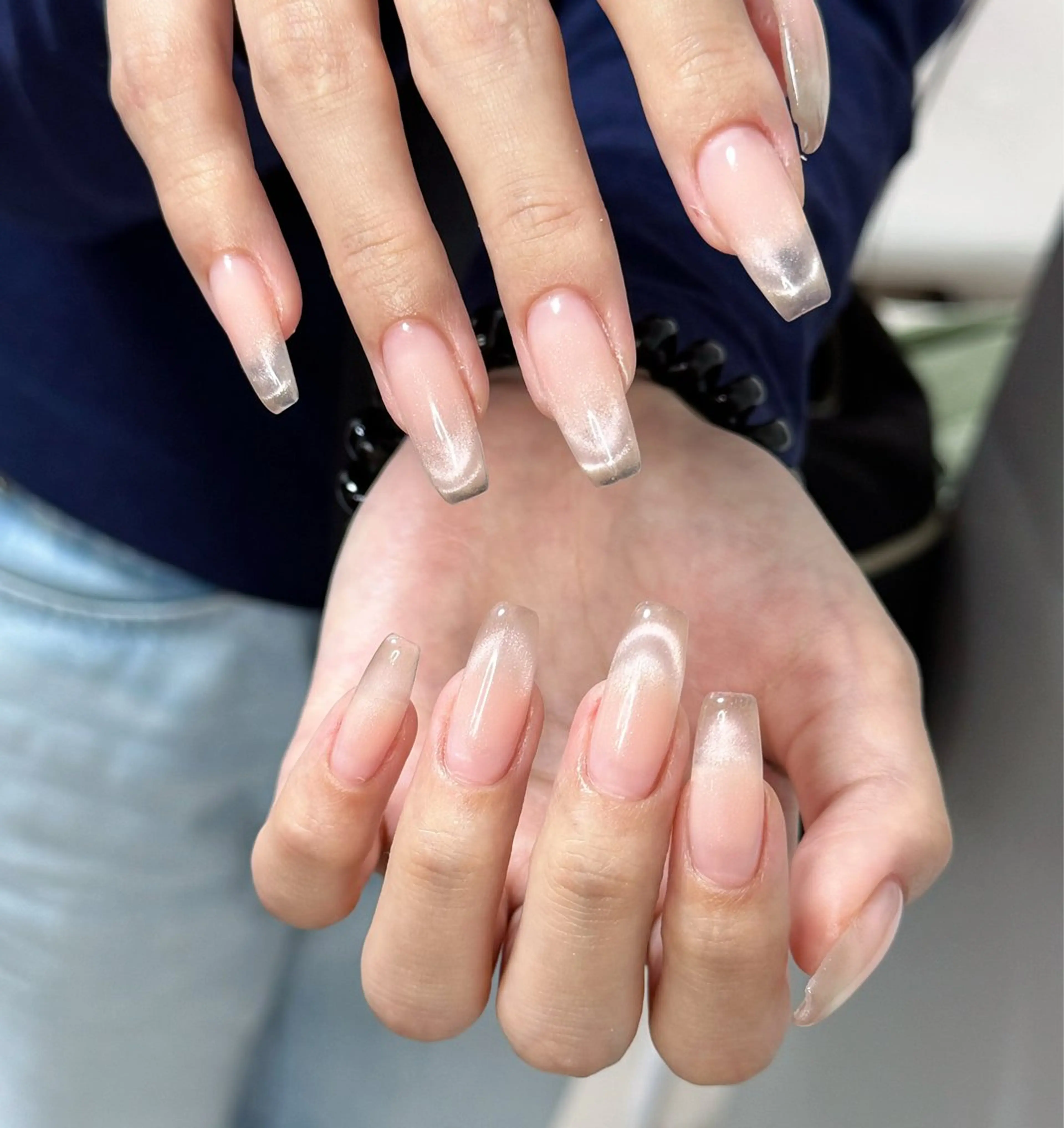 ネイル アートネイル オーロラネイル チークネイル フレンチネイル ガラスフレンチ ハンドネイル 🎀🎀YooLi Nail Salonのネイルデザイン