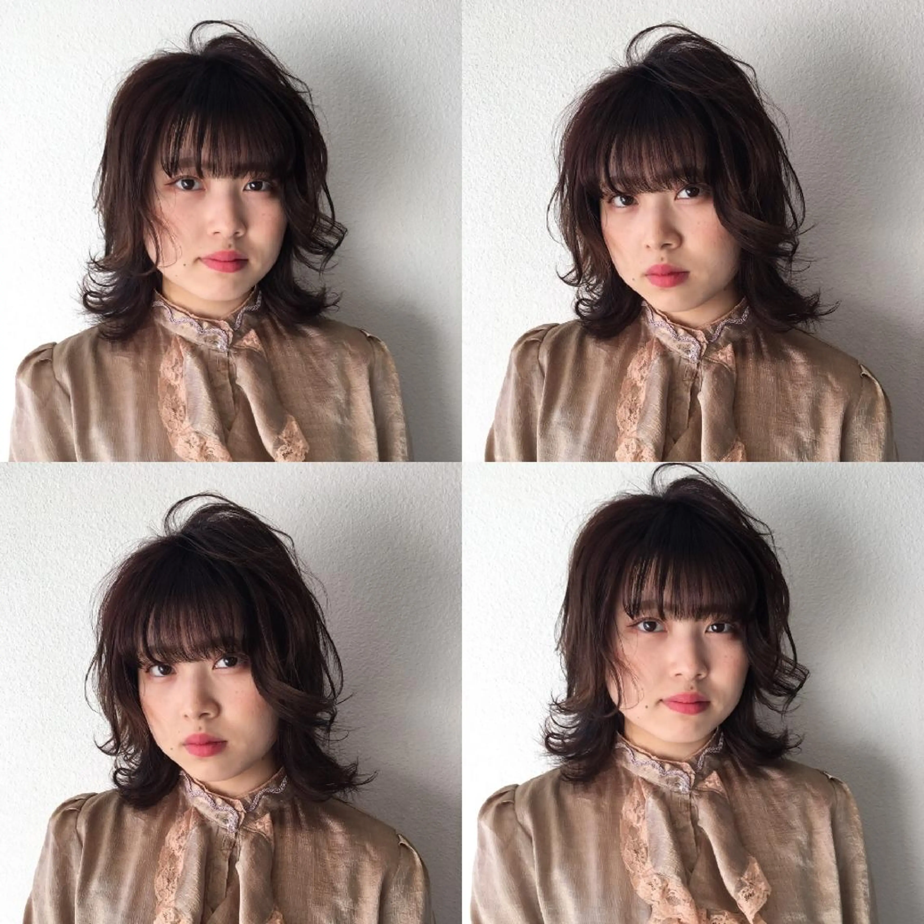 ミディアム カラー パーマ グレージュ ウルフカット ストレートパーマ nambu-GARDEN所属・上田 昂雅のヘアスタイル