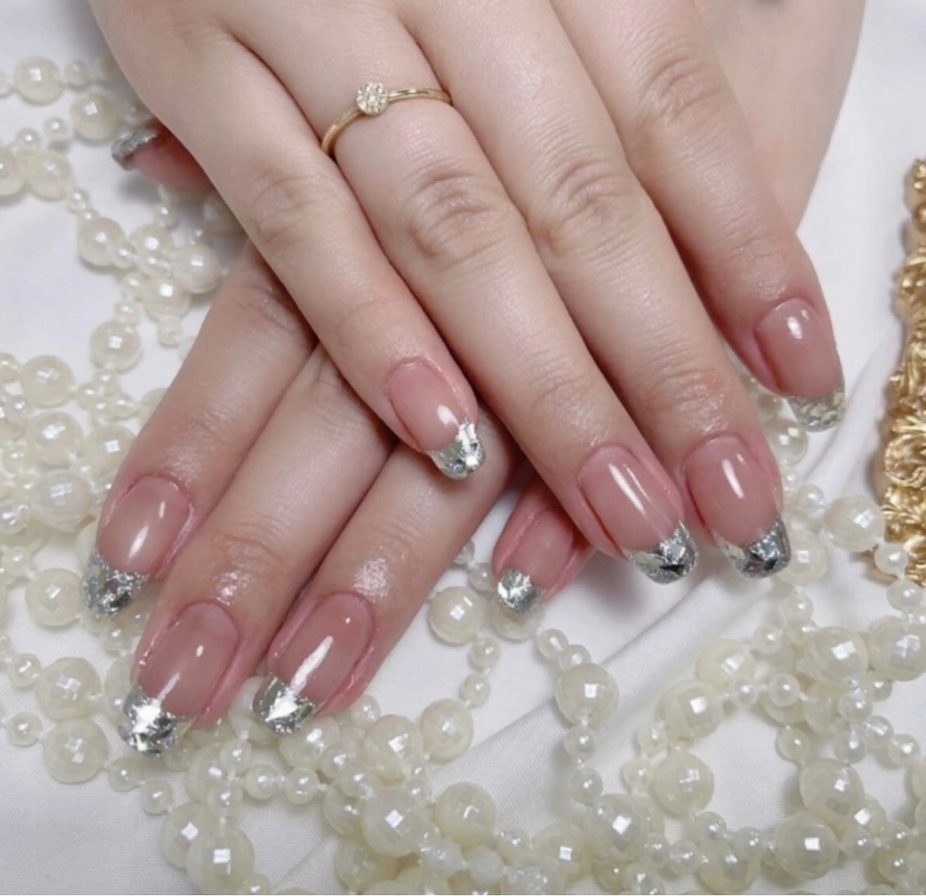 ネイル フレンチネイル ガラスフレンチ 福島 みきのネイルデザイン