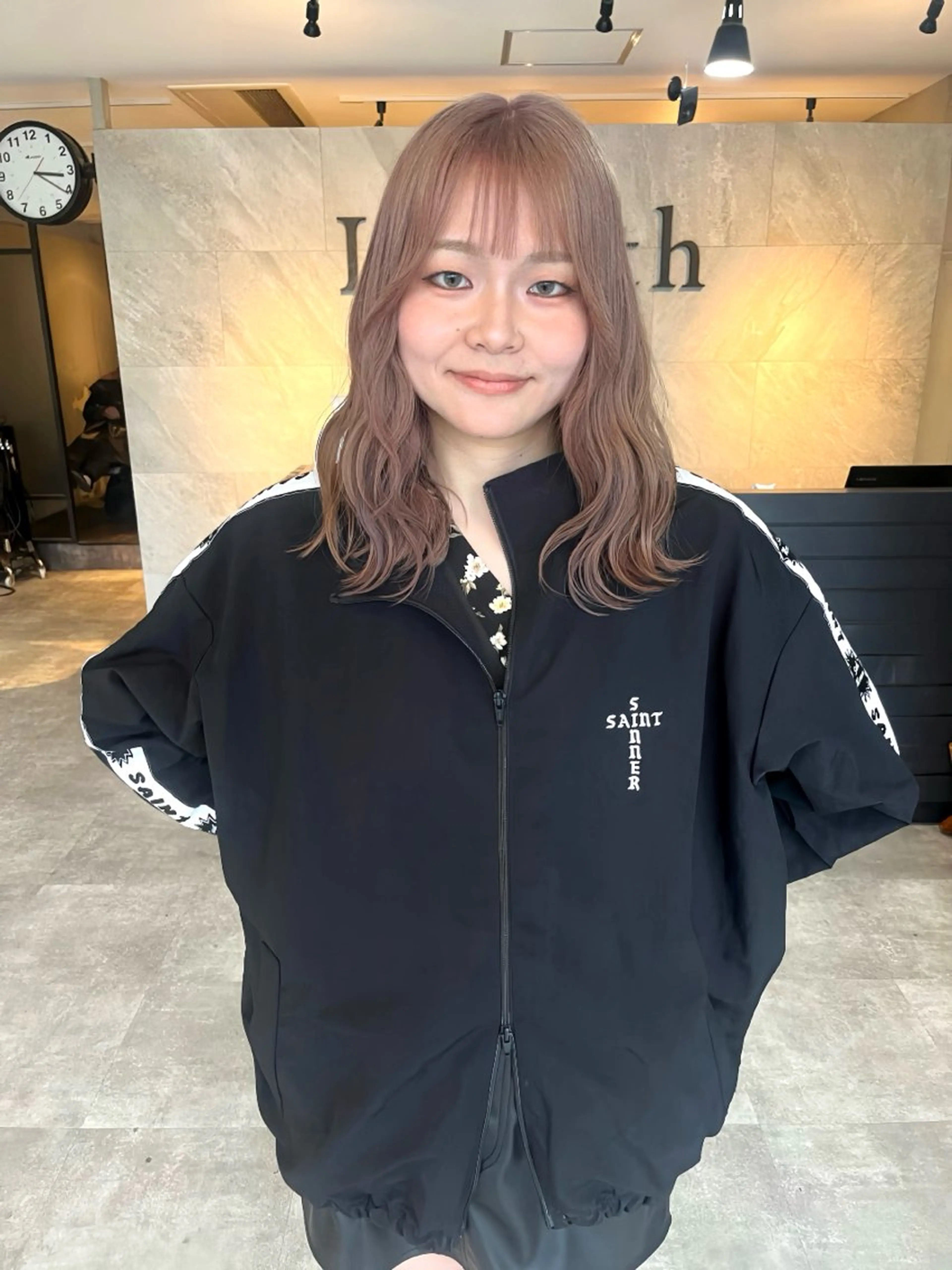 ミディアム カラー ベージュカラー ブリーチ ミルクティーベージュ La fith hair lily加古川店所属・原満里奈‎/東加古川 /透け感カラー🫧‪のヘアスタイル