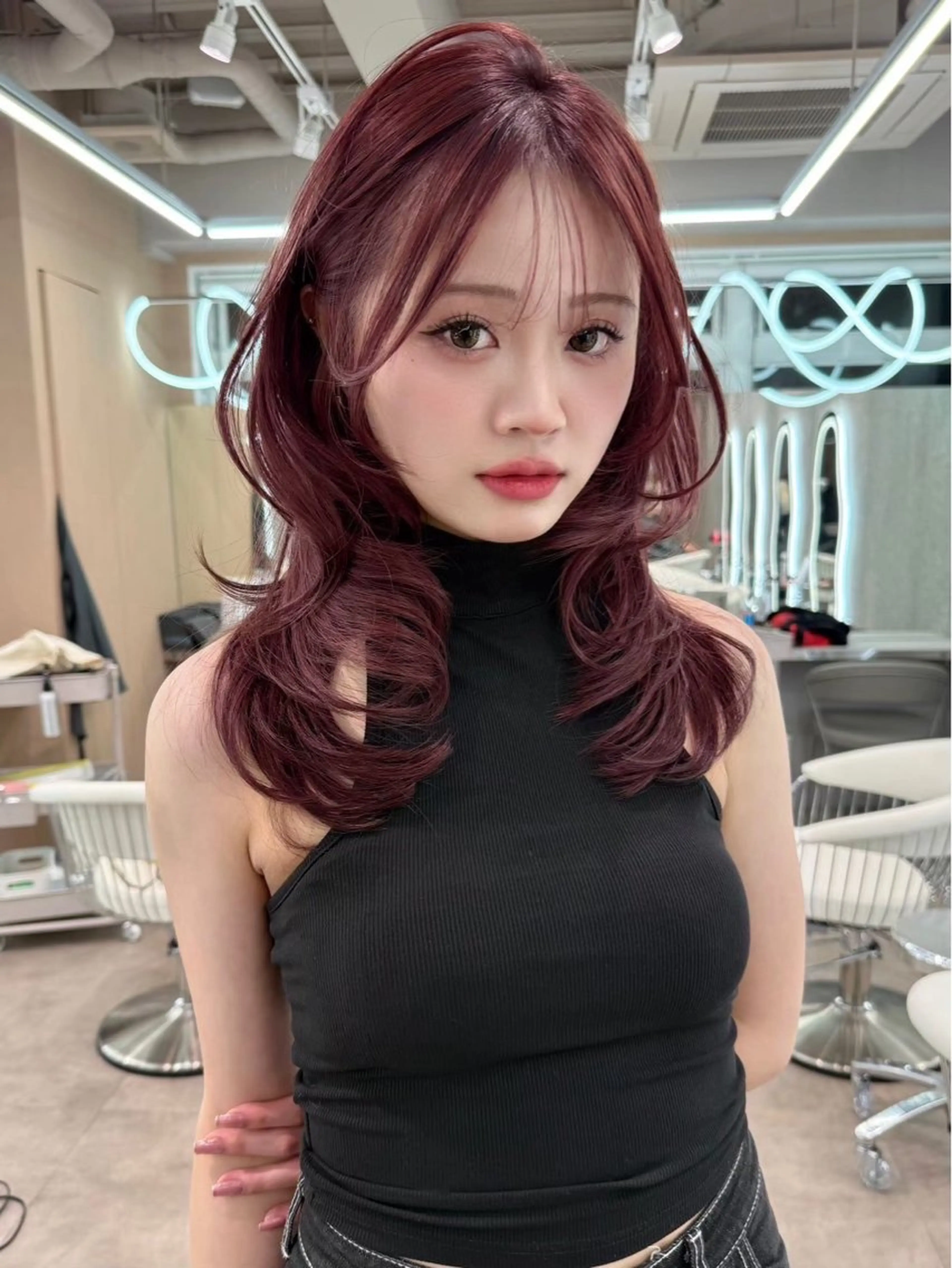 ロング カラー ヘアアレンジ カット ヘアカラー トリートメント ヘアセット 🇰🇷韓国ヘア 髪質改善yamatoのヘアスタイル