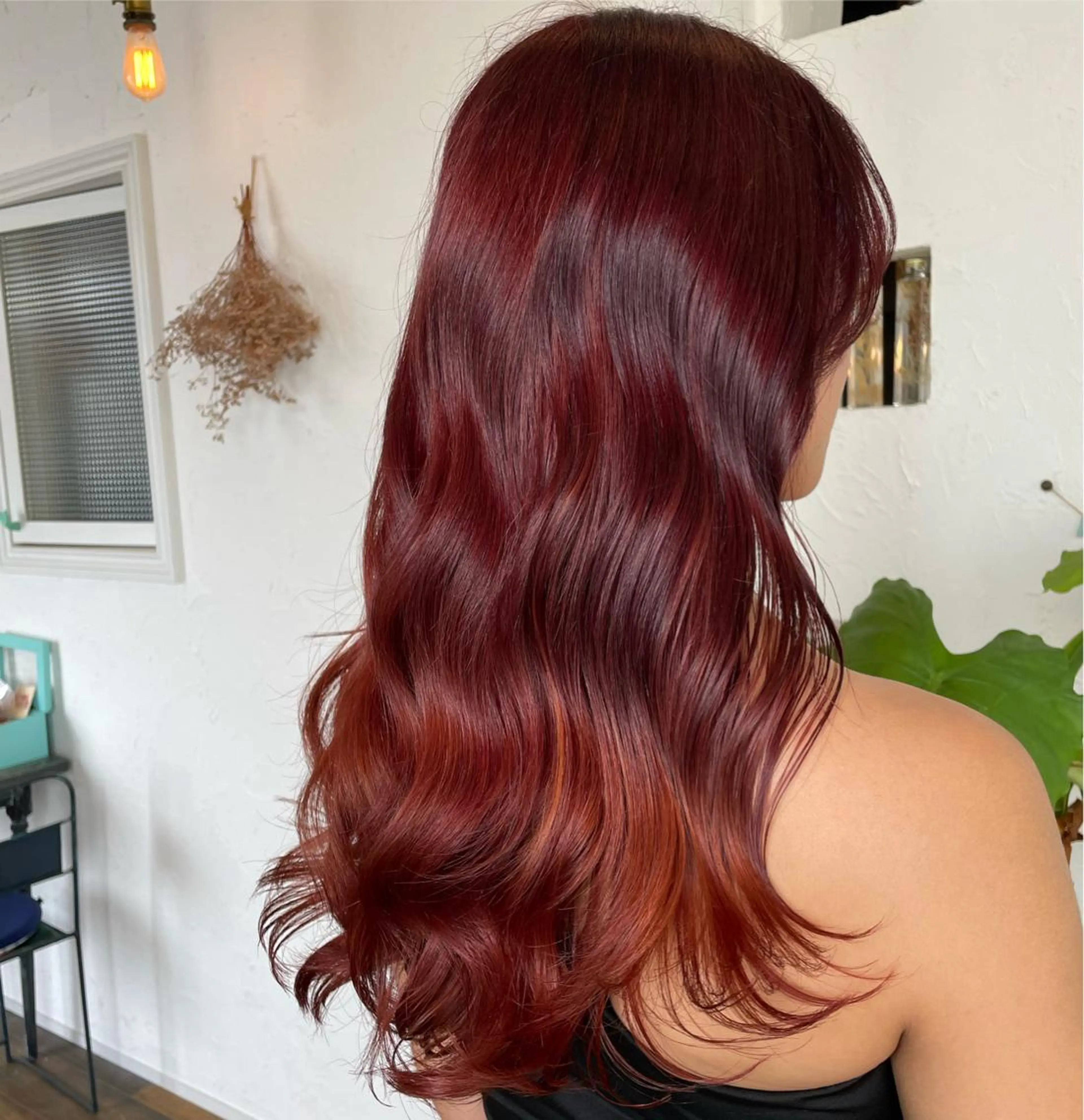 ロング カラー バレイヤージュ ベージュカラー ブリーチ ハイライトカラー レッドカラー ヘアカラー 🌸小掛🌸 豊橋外国人風カラーのヘアスタイル