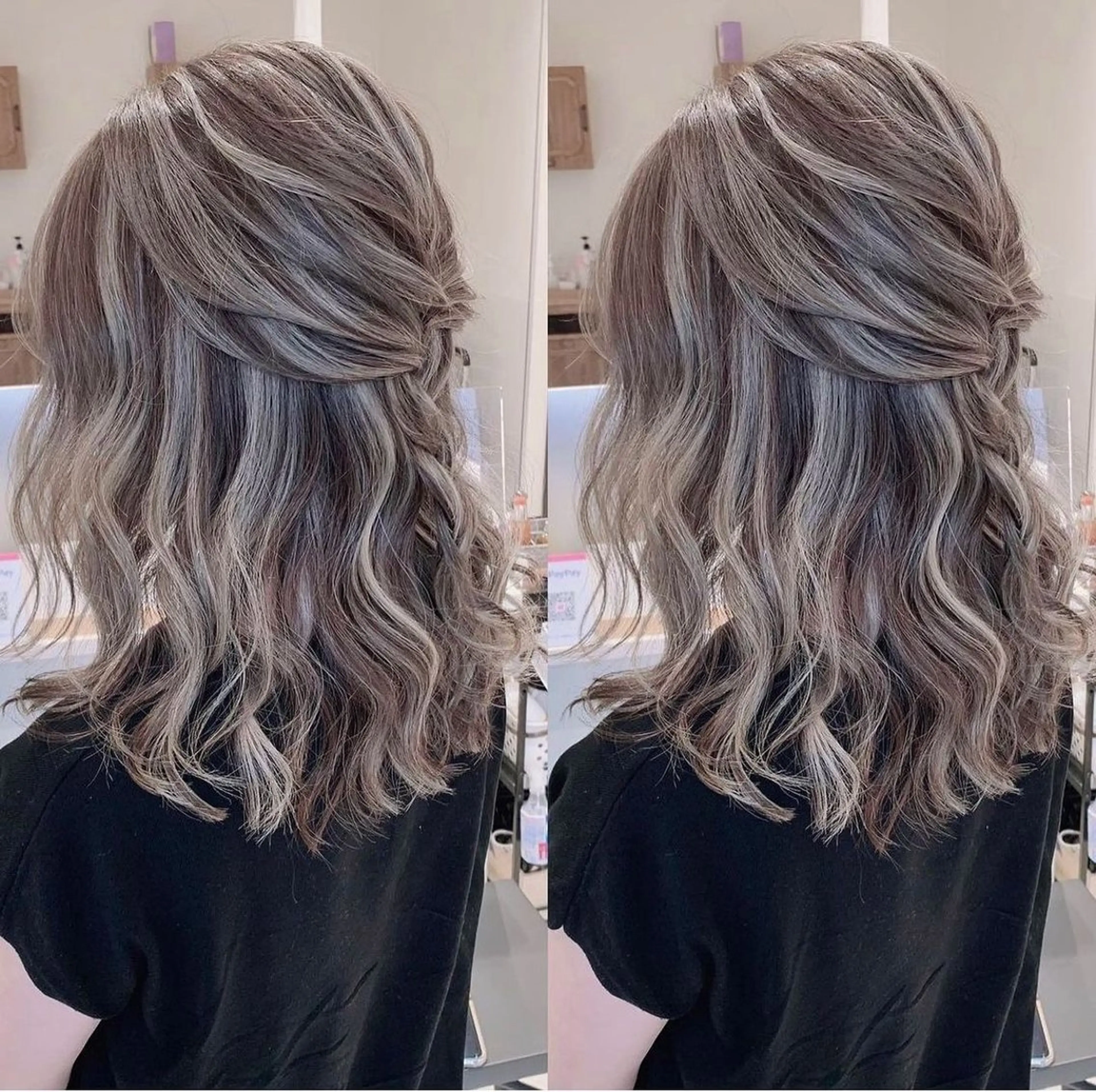 ロング カラー ブリーチ ケアブリーチ ヘアカラー オフホワイトアンドなんば所属・福西 洋斗のヘアスタイル