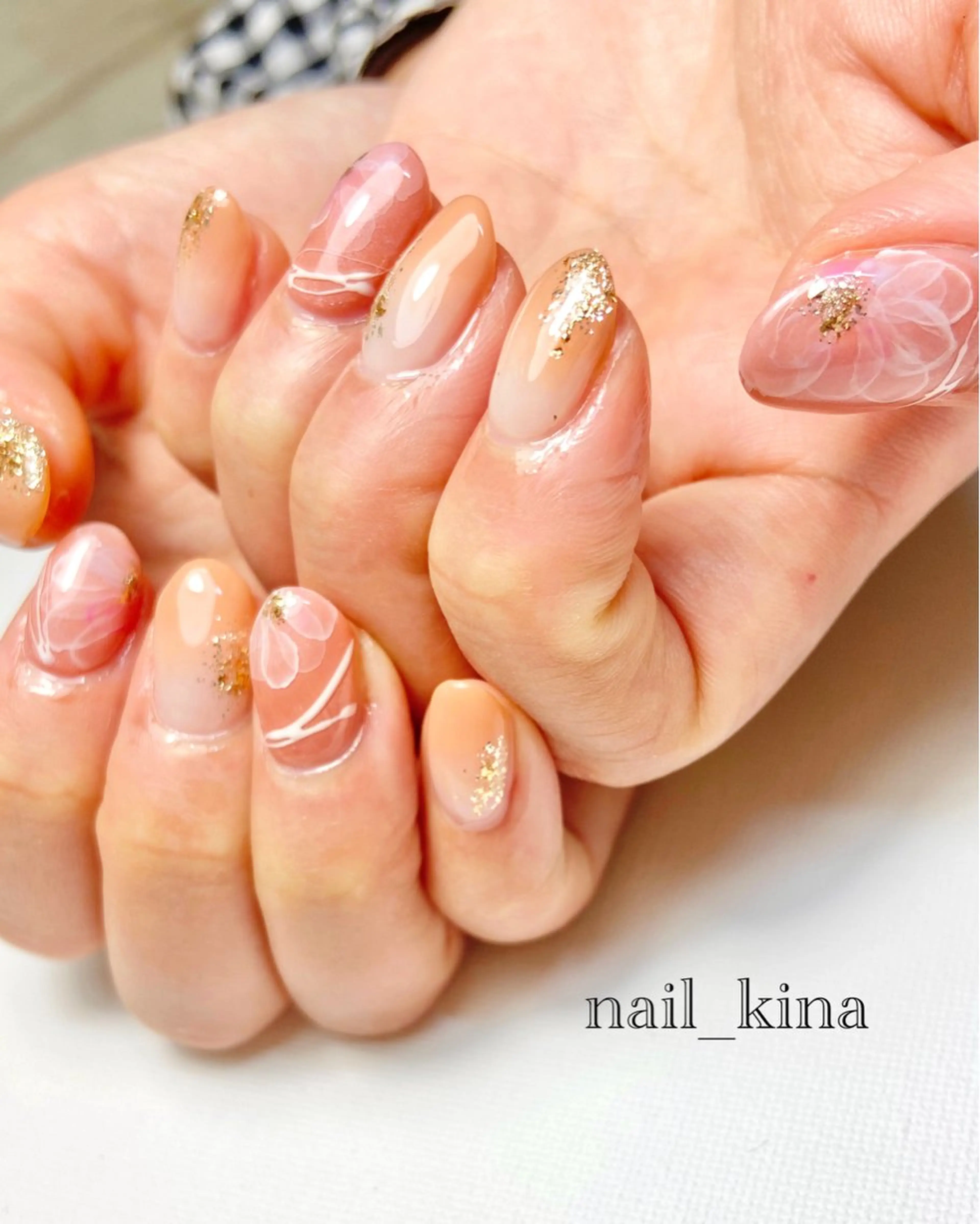 ネイル フラワーネイル 春ネイル ハンドネイル nail_ kinaのネイルデザイン