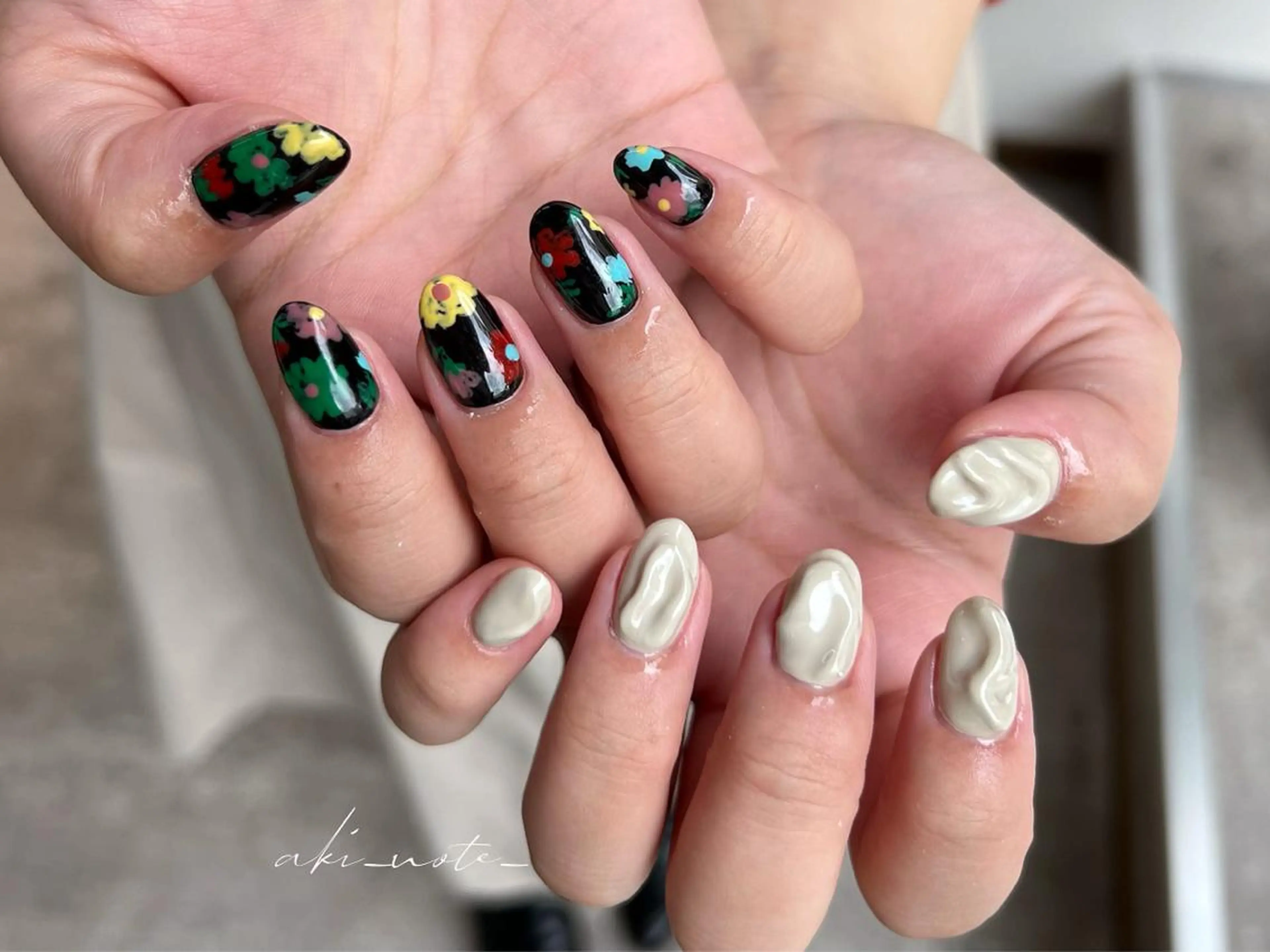 ネイル フラワーネイル ニュアンスネイル 春ネイル ハンドネイル フットネイル GRANDE大須 栄/店長 aki🌙のネイルデザイン