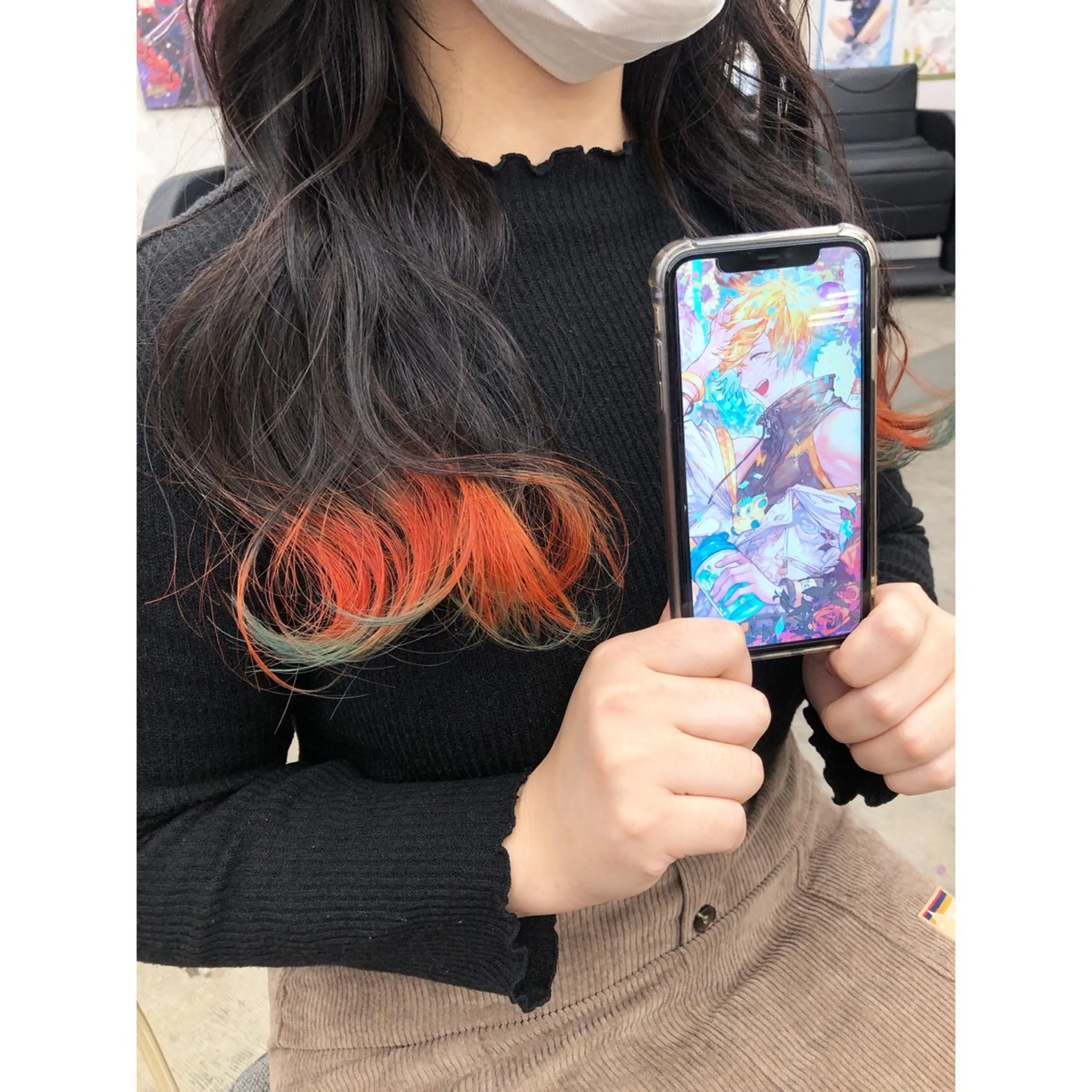 セミロング カラー 推しカラー✨ オタク美容師ユウカのヘアスタイル