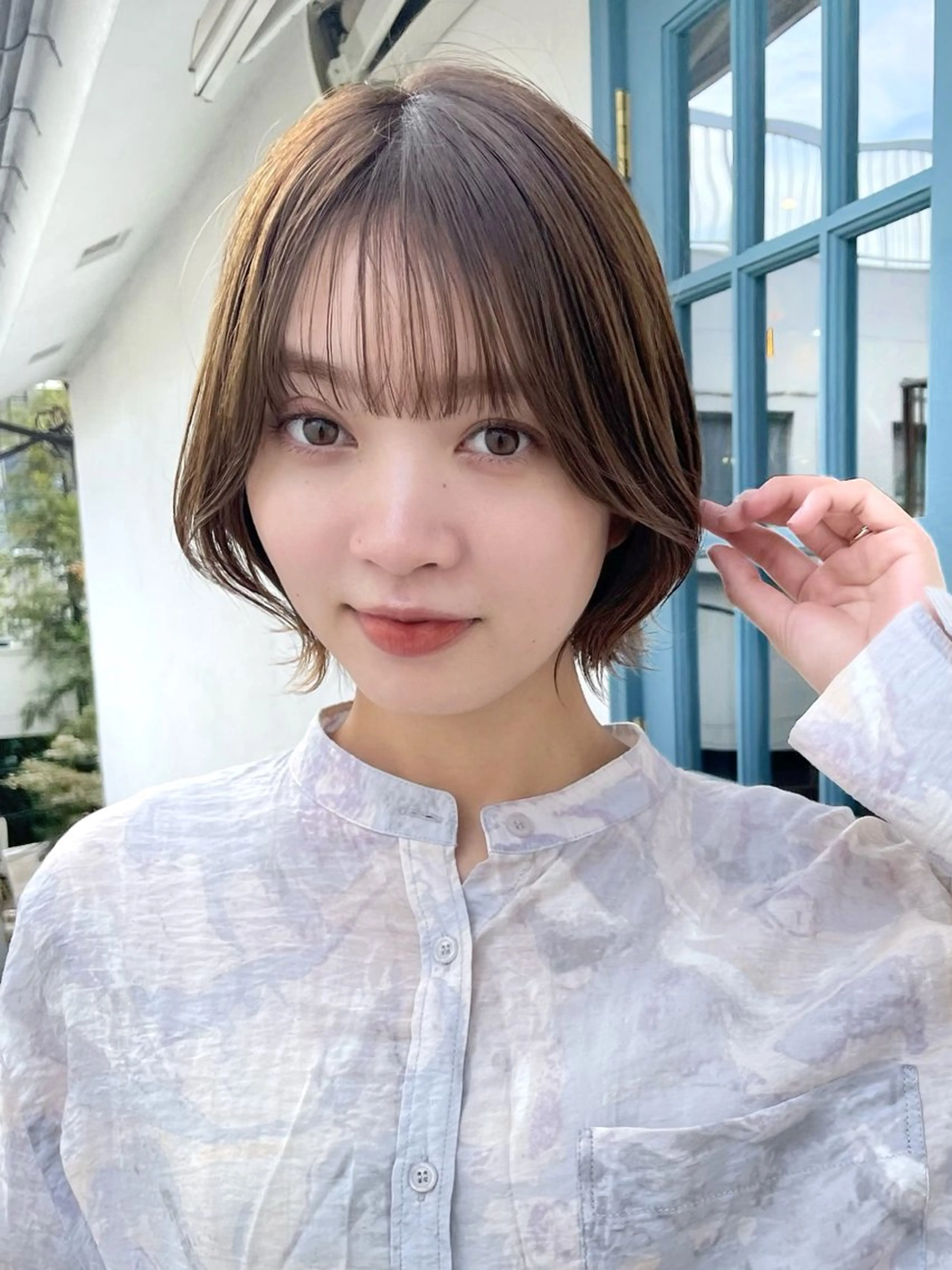 ショート ボブ カット ヘアカラー トリートメント 結べるレイヤーボブ くびれLady表参道のヘアスタイル