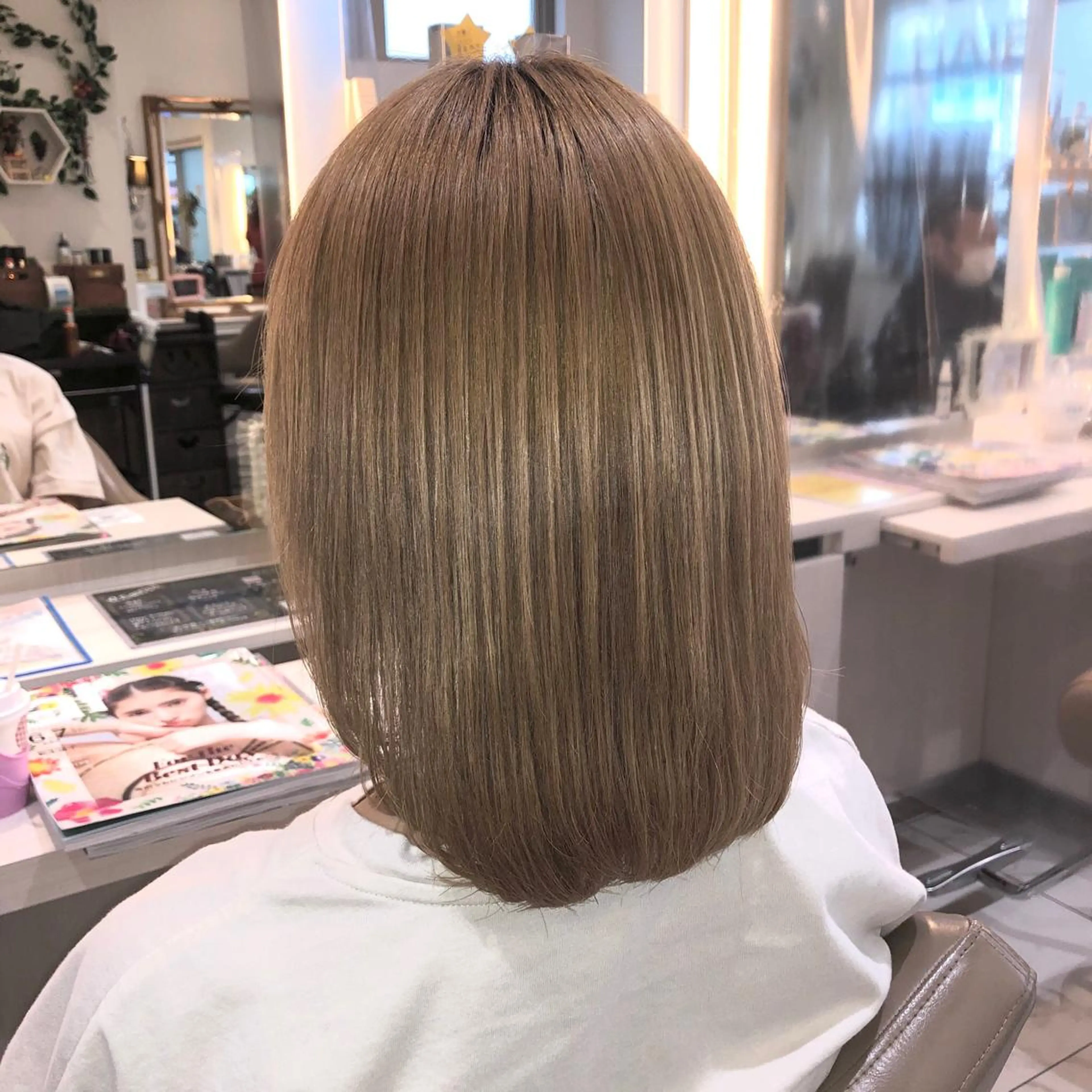 ミディアム パーマ くせ毛 縮毛矯正 安井　昴 💫ブリーチ縮毛矯正のヘアスタイル