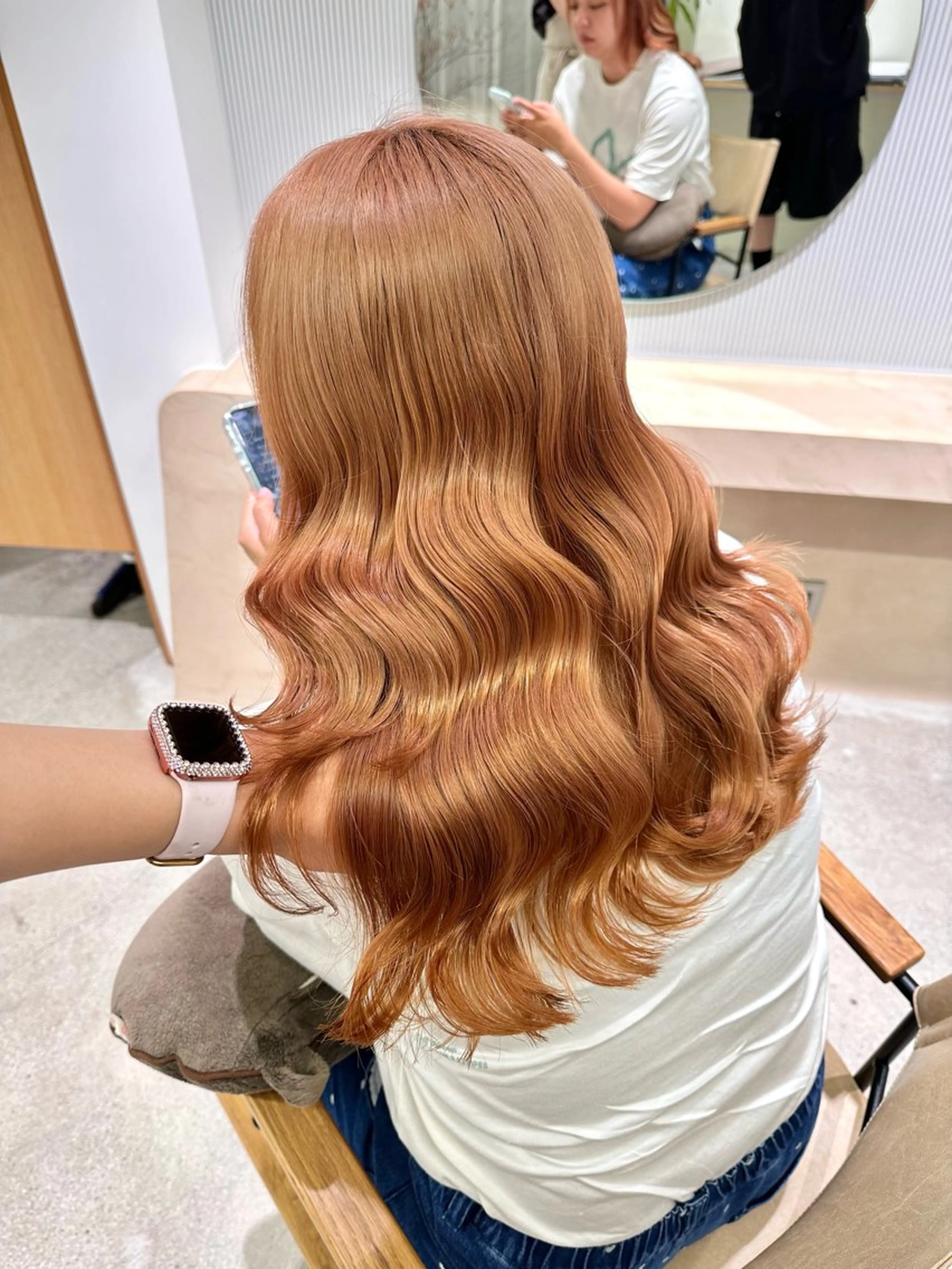 ロング ヘアアレンジ ハイライト 髪質改善 ヨシンモリ 韓国風ヘア ulu名古屋栄所属・落合しほ/韓国ヘア/ 髪質改善/縮毛矯正のヘアスタイル