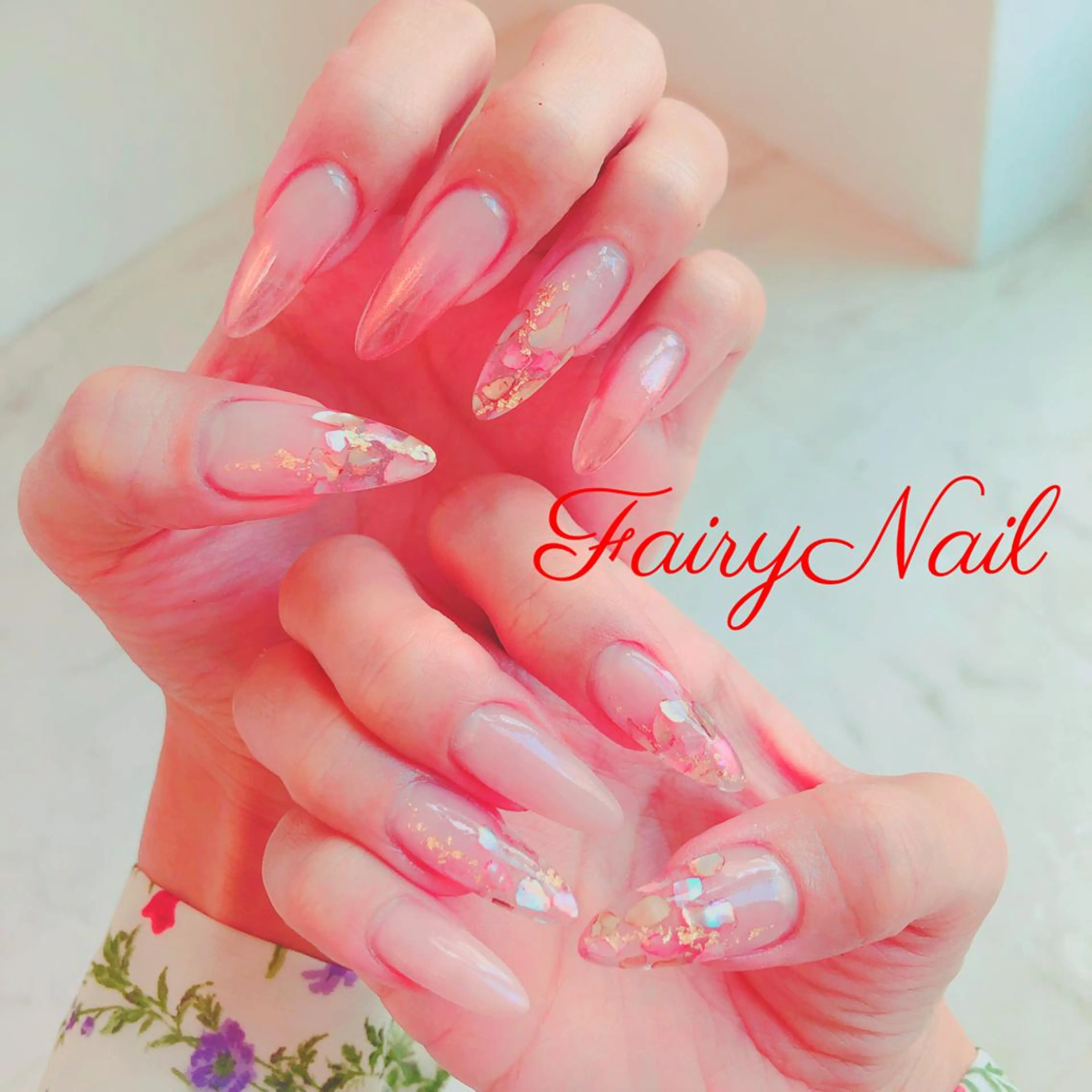 ネイル クリアネイル スカルプネイル 春ネイル ハンドネイル Fairy Nail所属・Fairy nailのネイルデザイン
