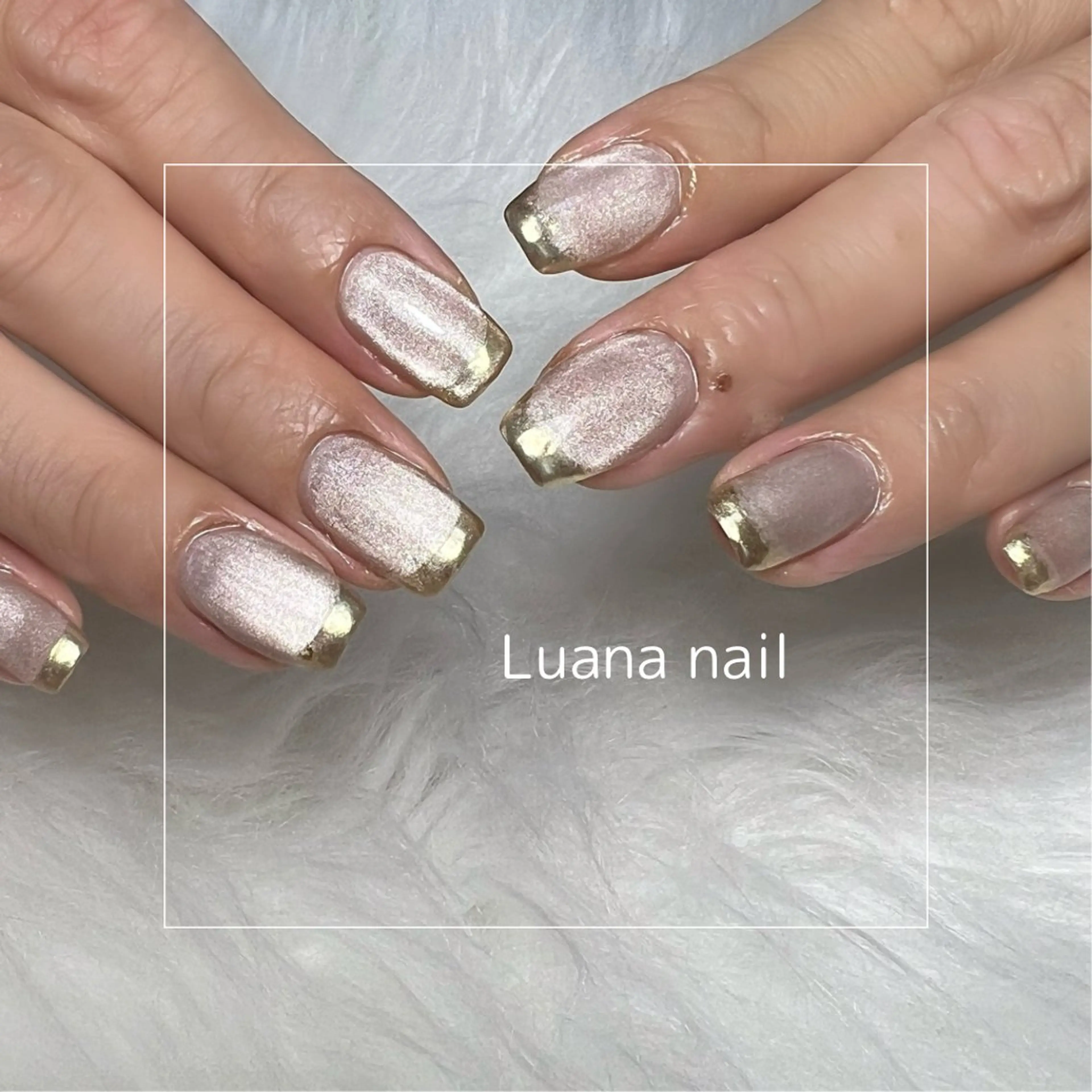 ネイル フレンチネイル ゴールド マグネットネイル ブライダルネイル Luana nailのネイルデザイン