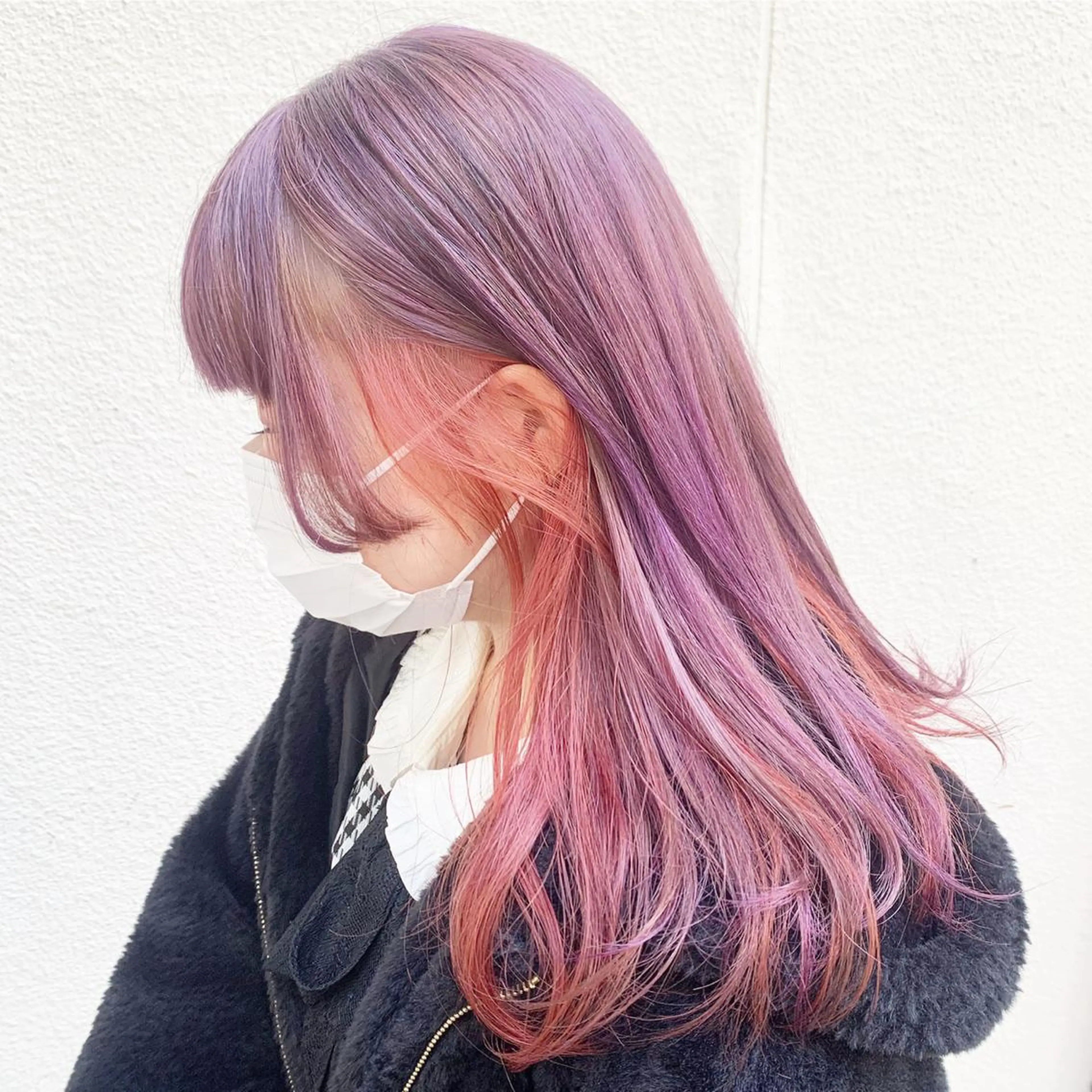 セミロング カラー ヘアアレンジ ブリーチ ピンクカラー ヘアカラー ピンクカラー🩷 ヘアセットＮＯ.1のヘアスタイル
