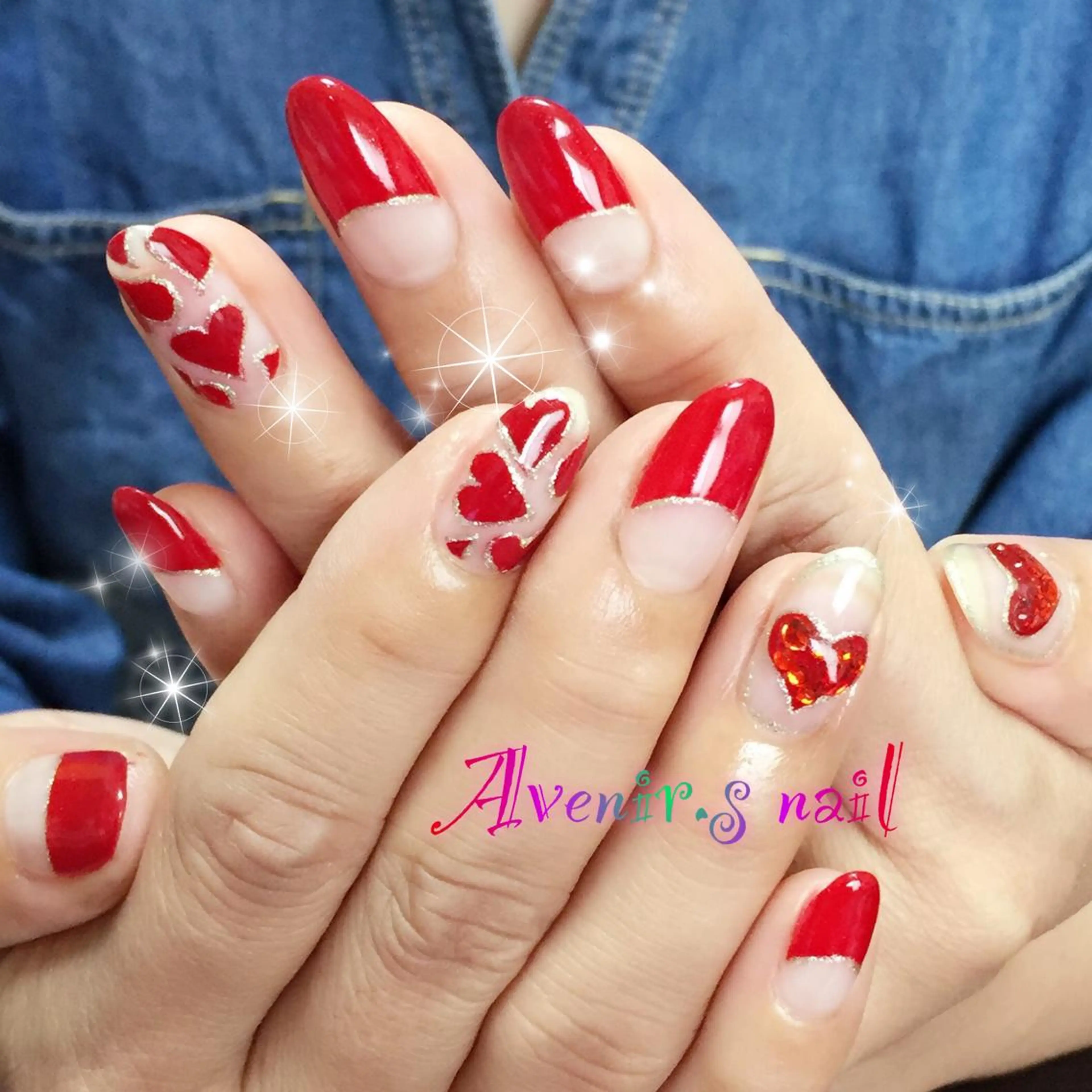 ネイル フレンチネイル ハート Home Salon Avenir.のネイルデザイン