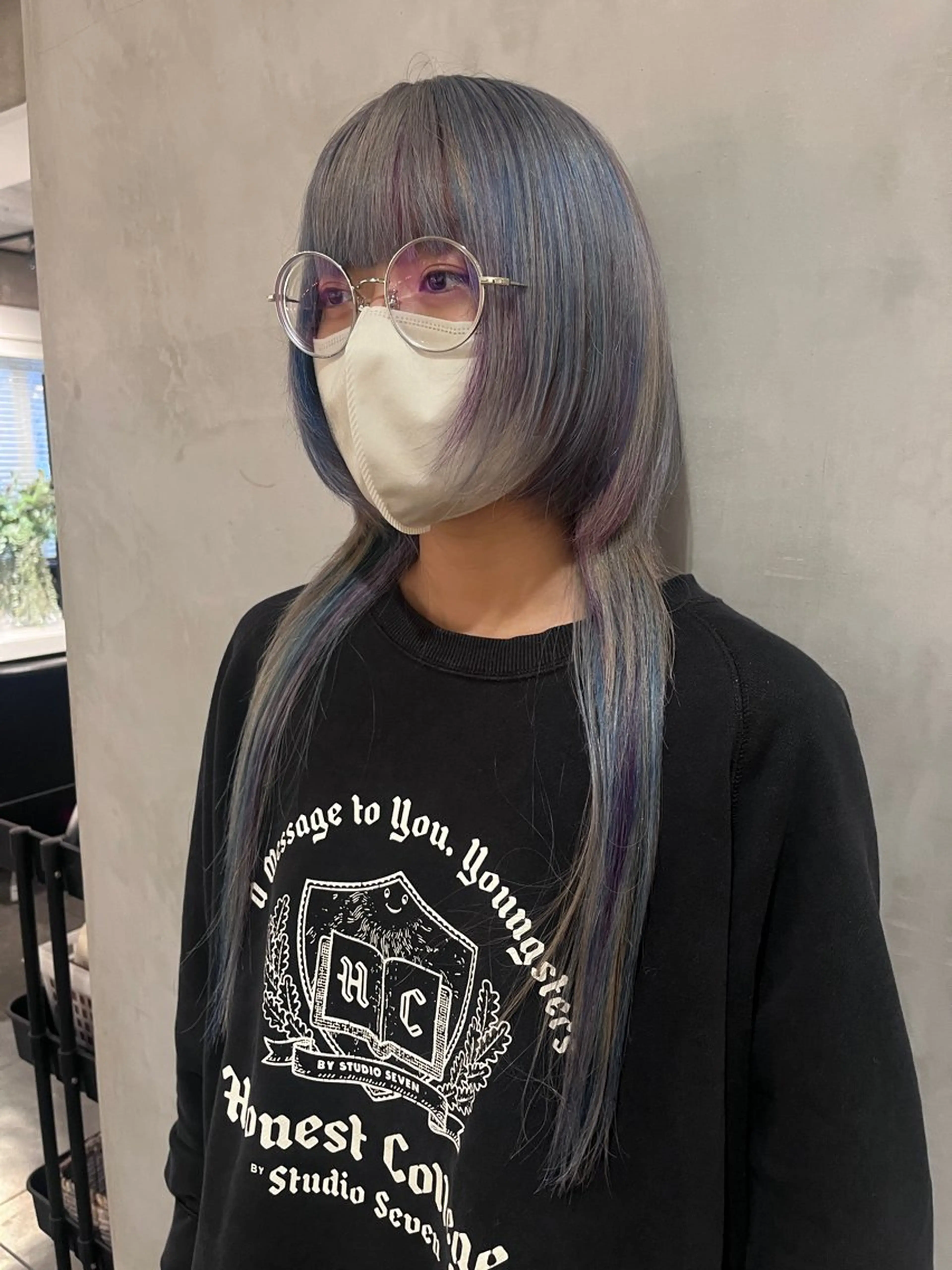 ロング カラー ブルーカラー ピンクカラー ピンクパープル パープルカラー シルバー ヘアカラー トリートメント 暖色🍒姫カット🎀 オタク特化🎀ゆうなのヘアスタイル