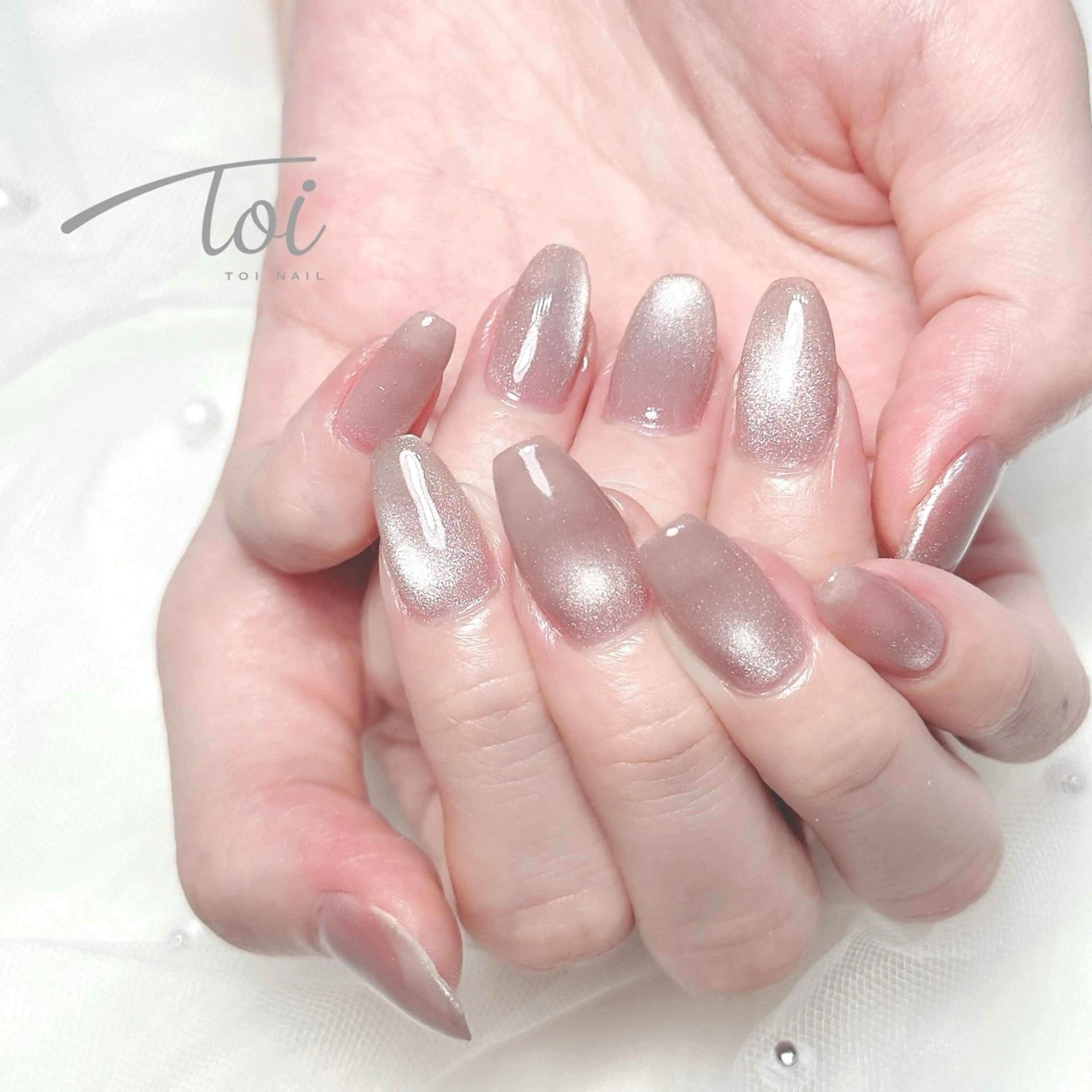 ネイル マグネットネイル ピンク ピンクベージュ ハンドネイル toi nail所属・toi nailのネイルデザイン