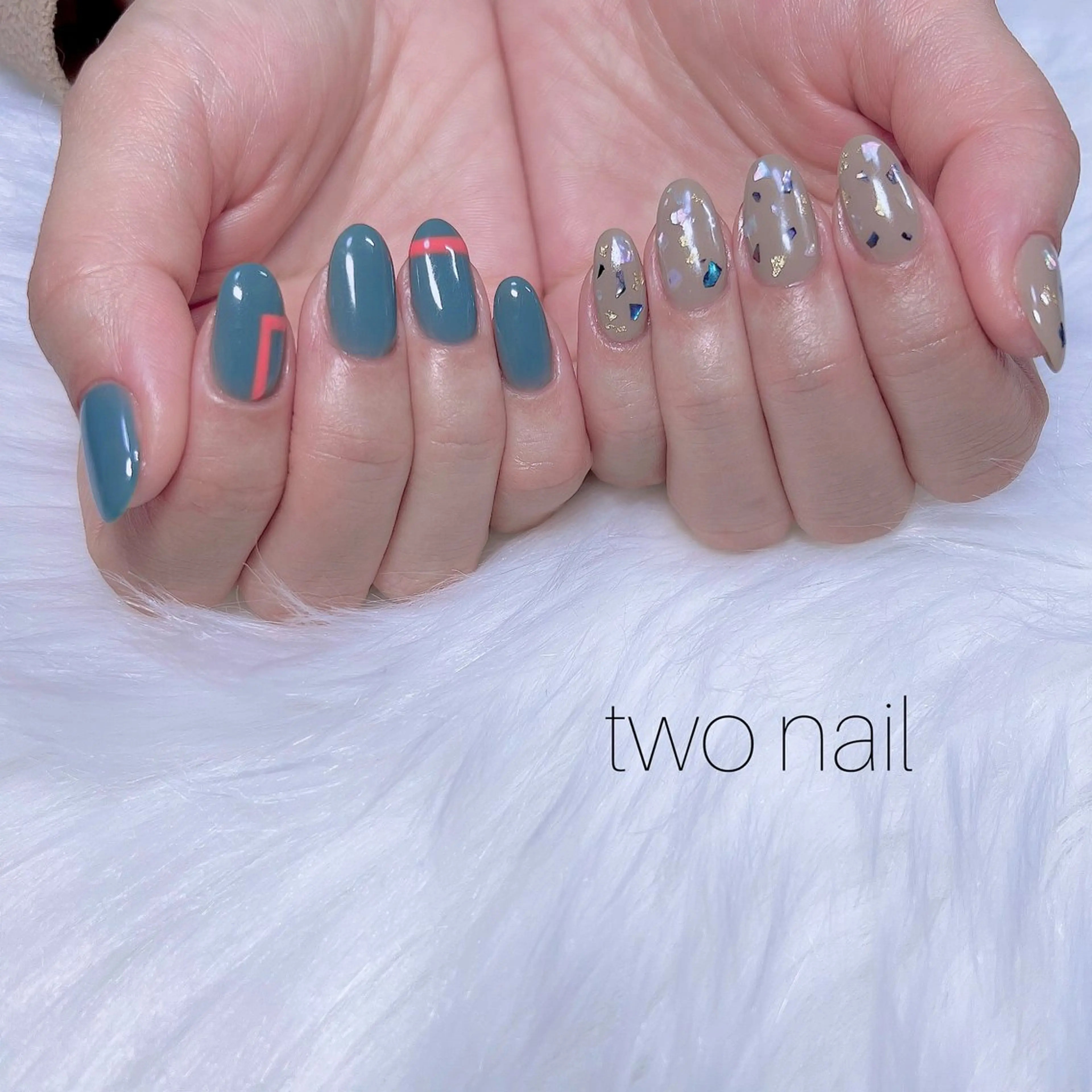 ネイル ネイルチップ ホワイト ハンドネイル two nailのネイルデザイン