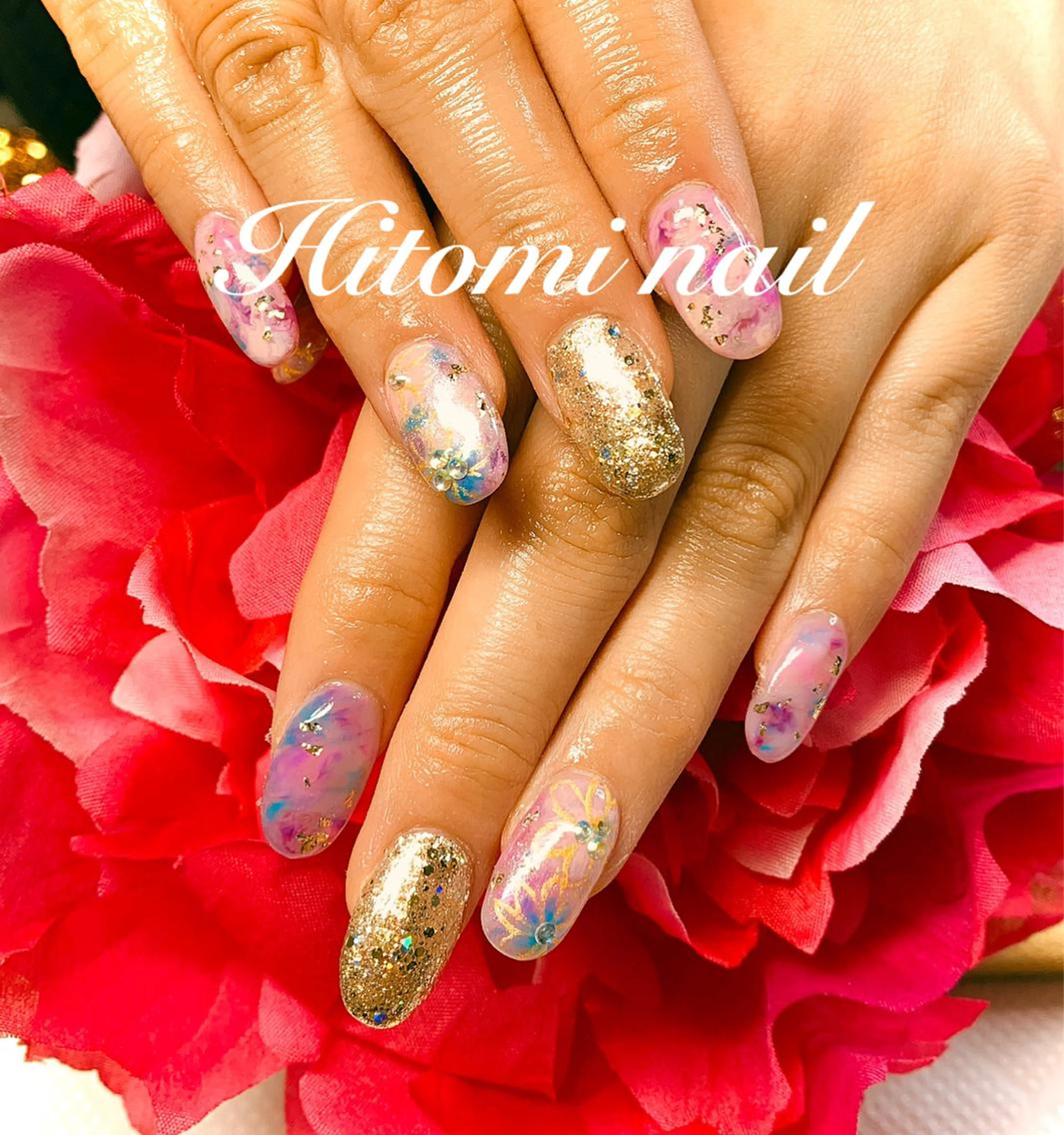 ネイル 成人式 スカルプネイル ハンドネイル 大澤 瞳のネイルデザイン