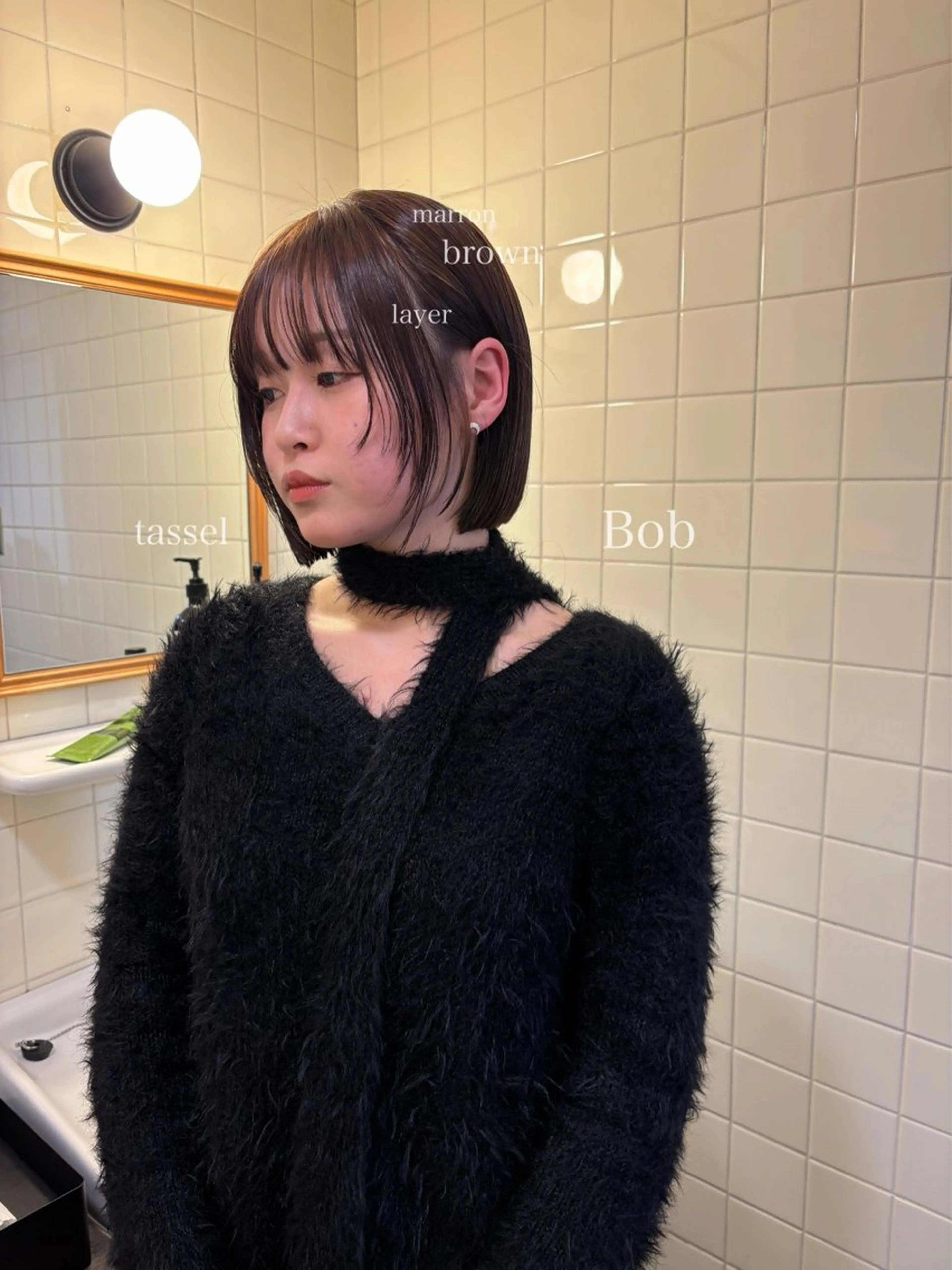 ミディアム カラー カット ヘアカラー トリートメント 韓国ボブ＆顔まわり レイヤー♡TOMOEのヘアスタイル