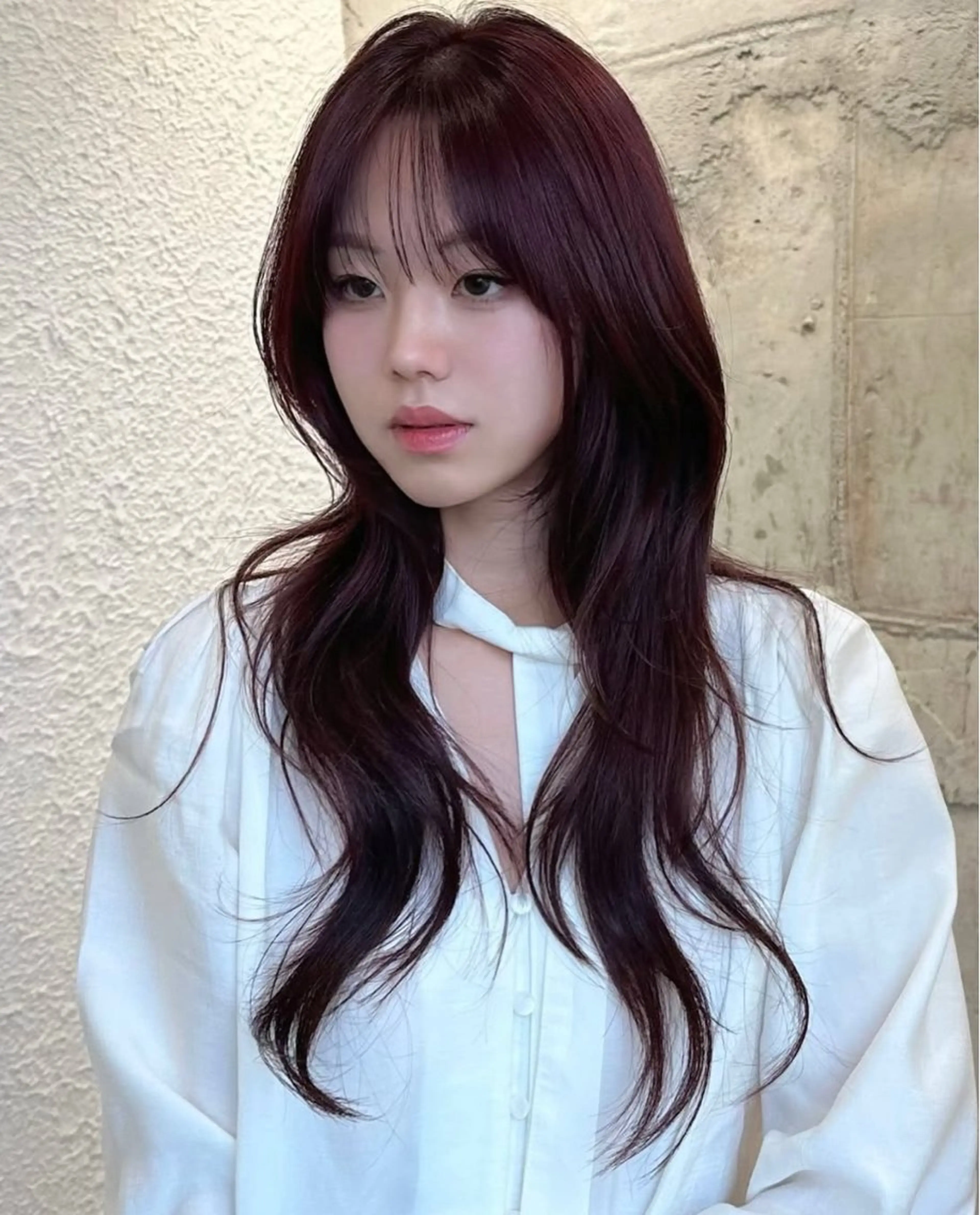 ロング カット ヘアカラー salowin 原宿 aroa所属・韓国／ハッシュカット ／透明感カラー／金野のヘアスタイル