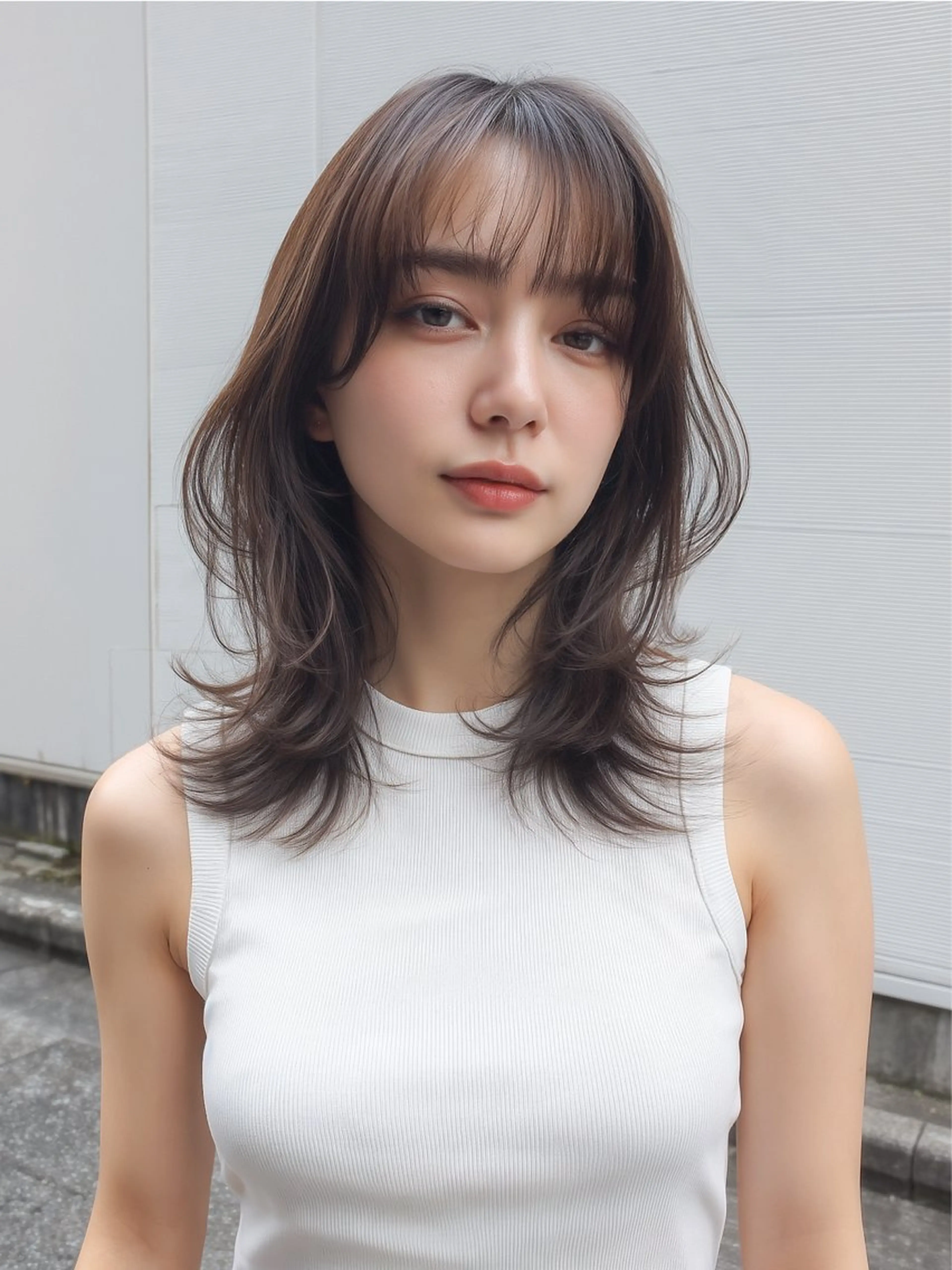 ミディアム ウルフ/レイヤー/ 縮毛矯正/照井友梨のヘアスタイル