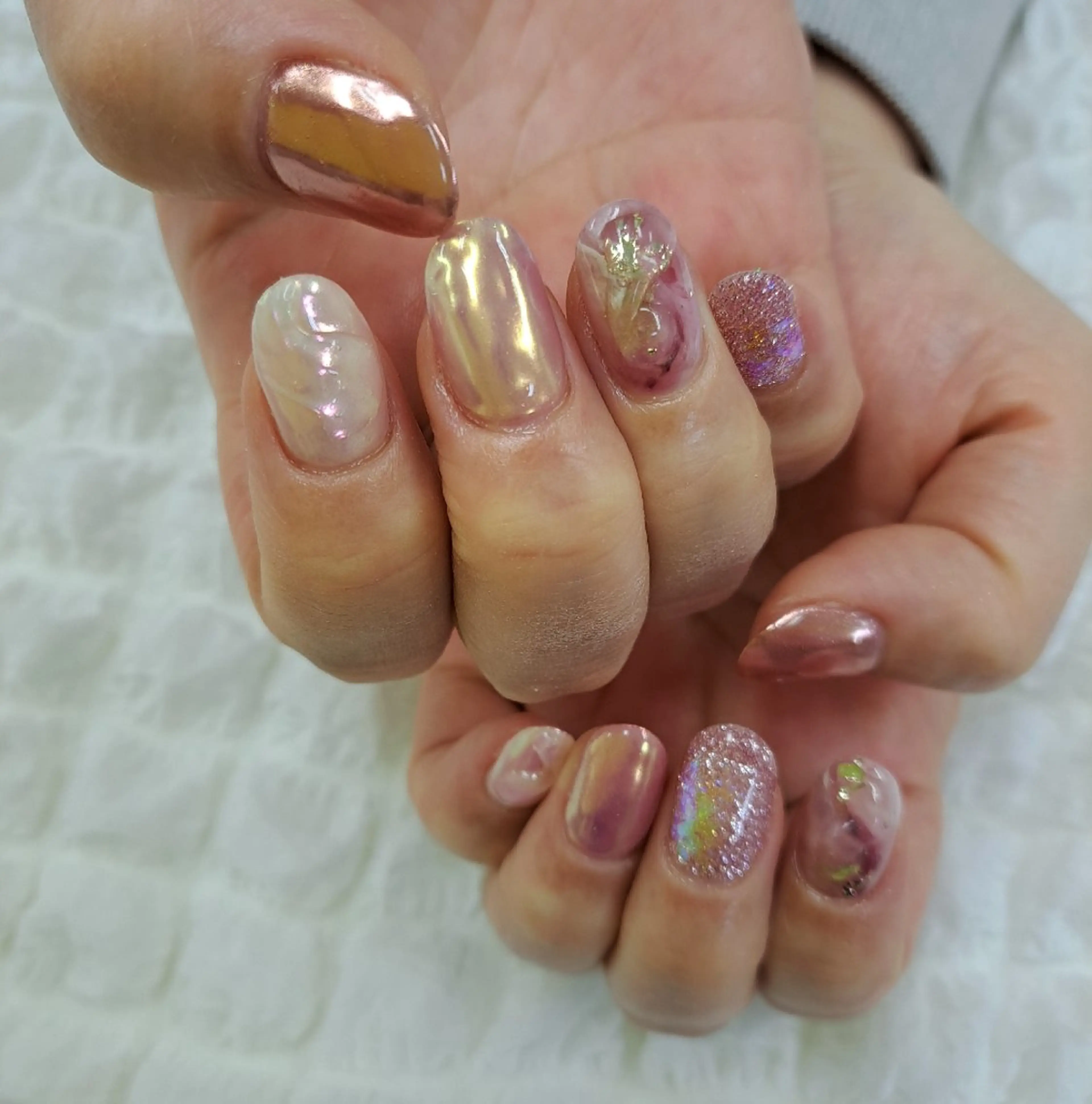 ネイル チークネイル フレンチネイル ジェルネイル ガーリー ハート 河野ちえ (雑誌掲載サロン)のネイルデザイン